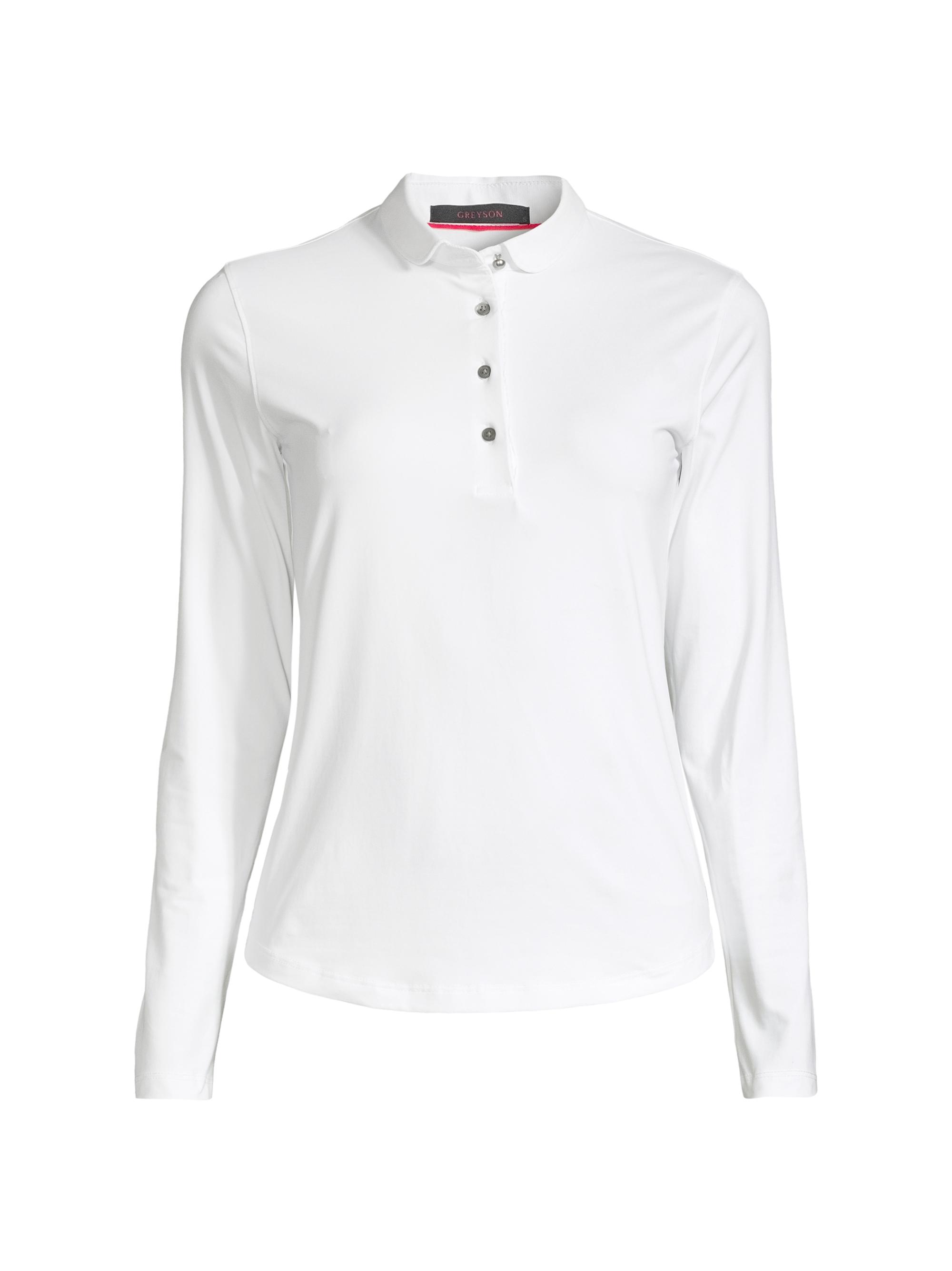Greyson Women's Long-Sleeve Knit Polo Top - White