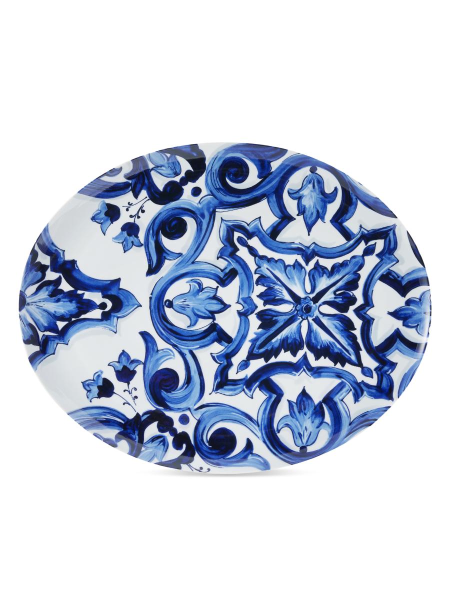 Dolce & Gabbana Blue Mediterraneo Fiore Medium Oval Serving Plate