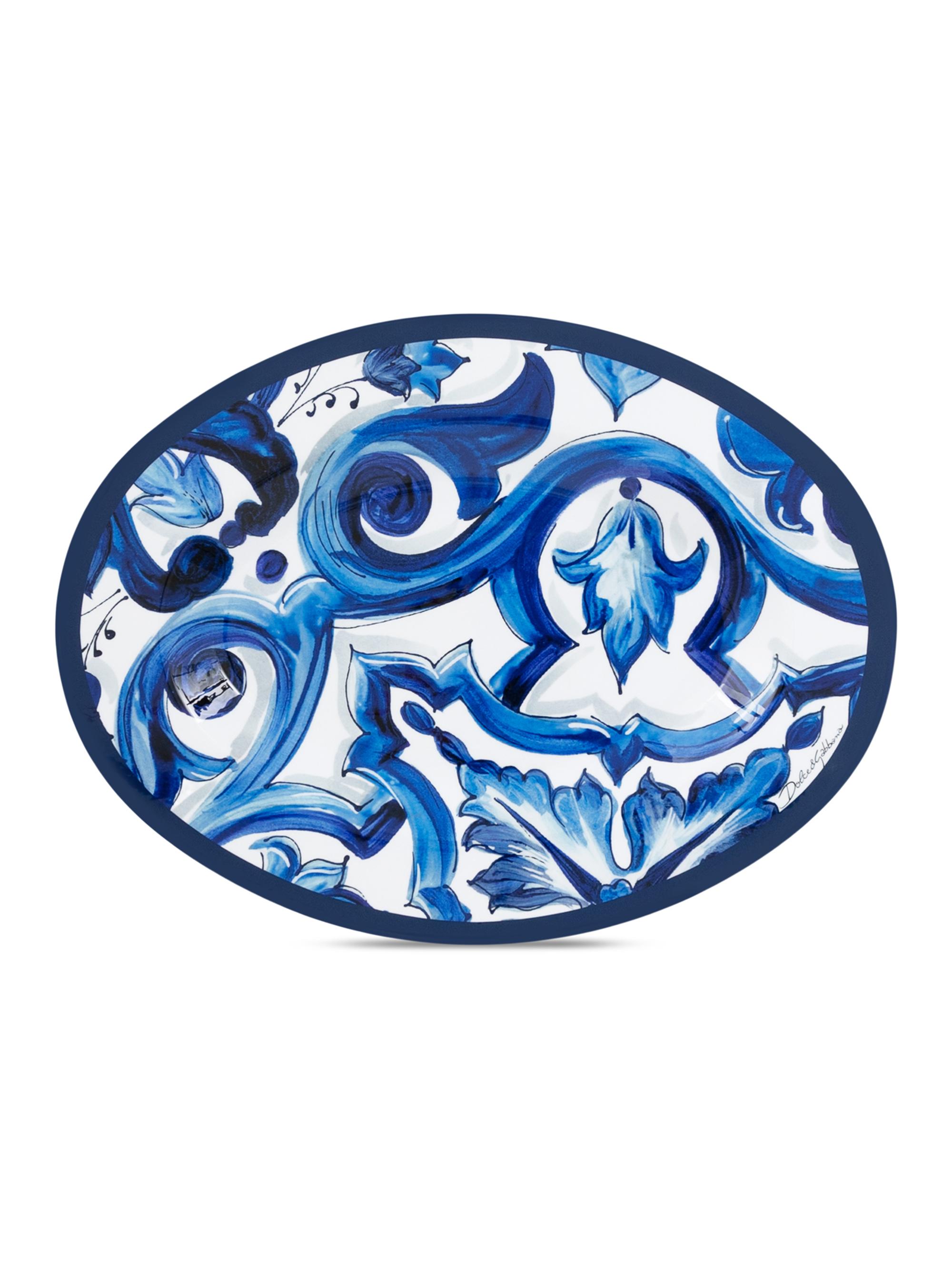 Dolce & Gabbana Blue Mediterraneo Decorative Oval Tray - Blue