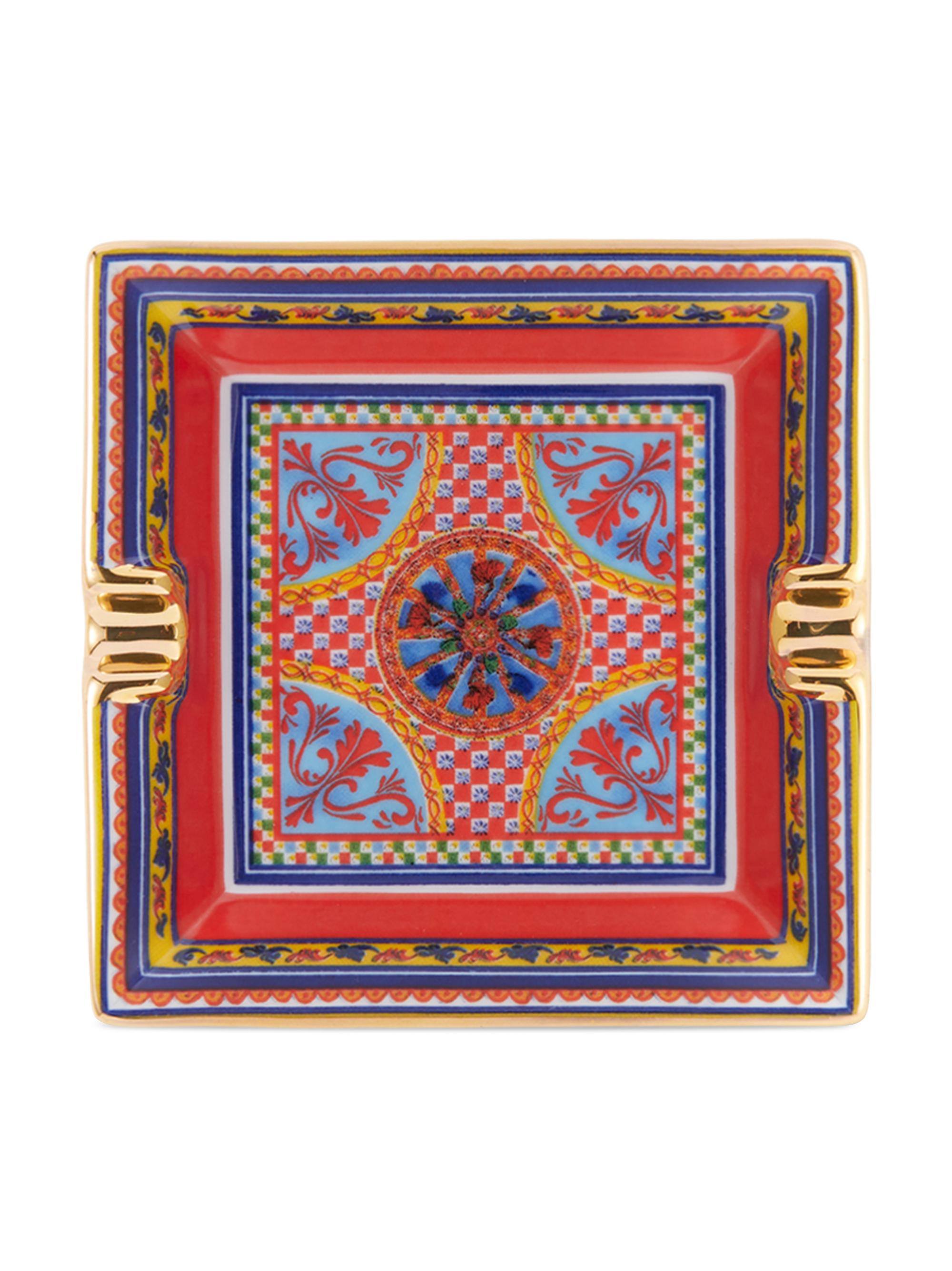 DOLCE&GABBANA 灰皿 Dolce&Gabbana Carretto Gold-Trim Porcelain Ashtray | Saks Fifth Avenue