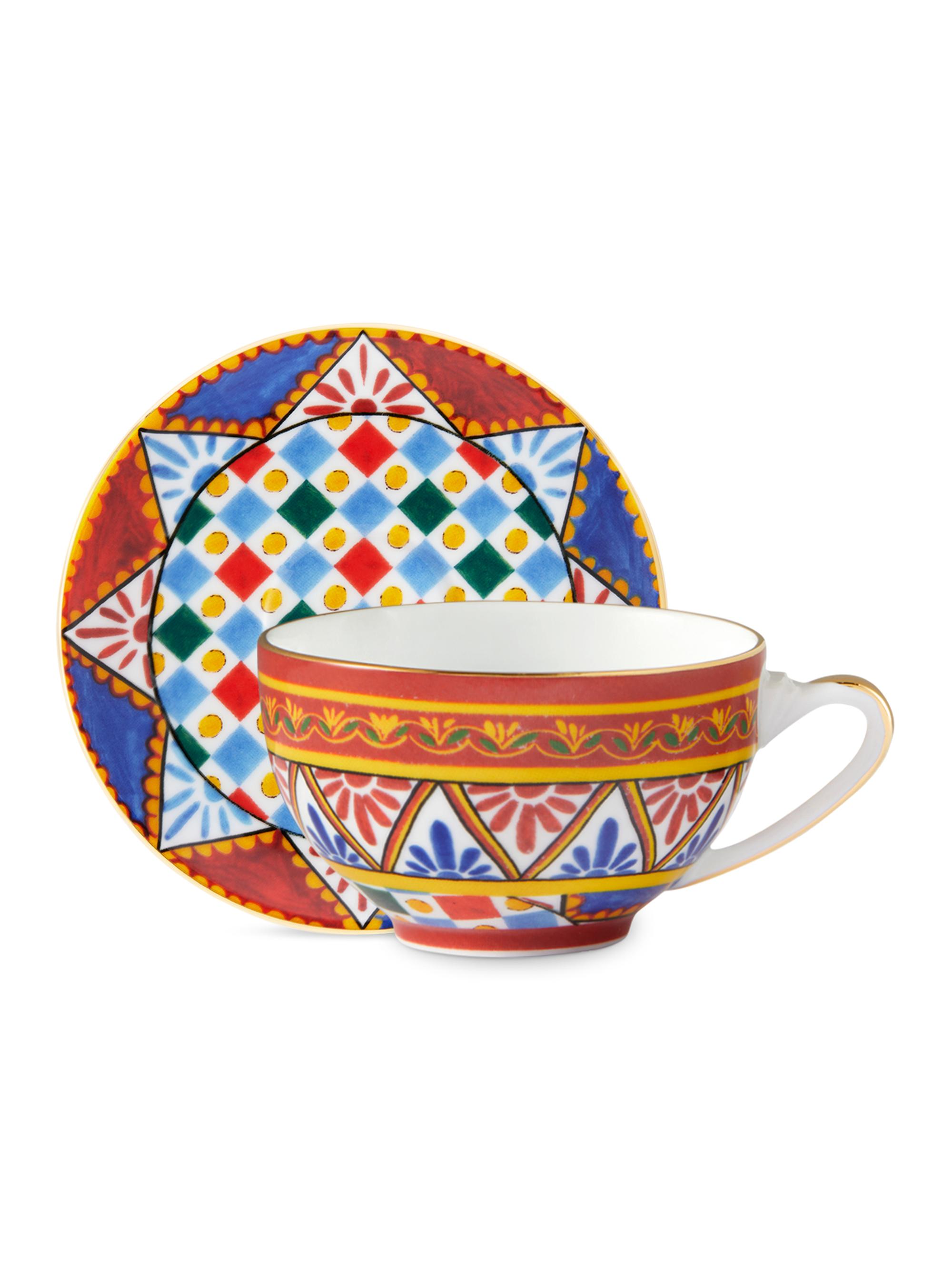 Dolce & Gabbana Carretto Star 2-Piece Porcelain Teacup & Saucer Set - Stella