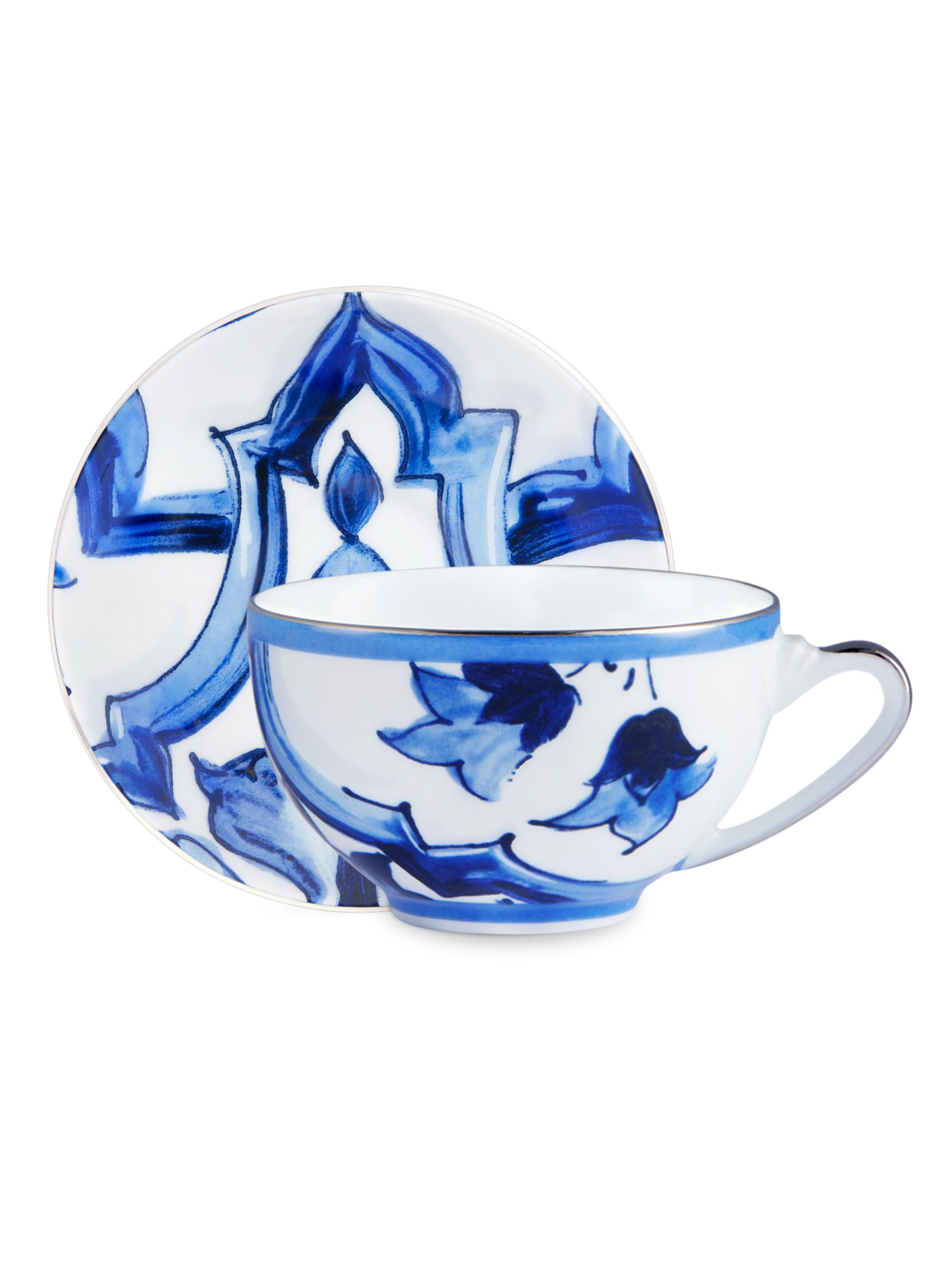Dolce & Gabbana Blue Mediterraneo Stella 2-Piece Porcelain Teacup & Saucer Set - Blue