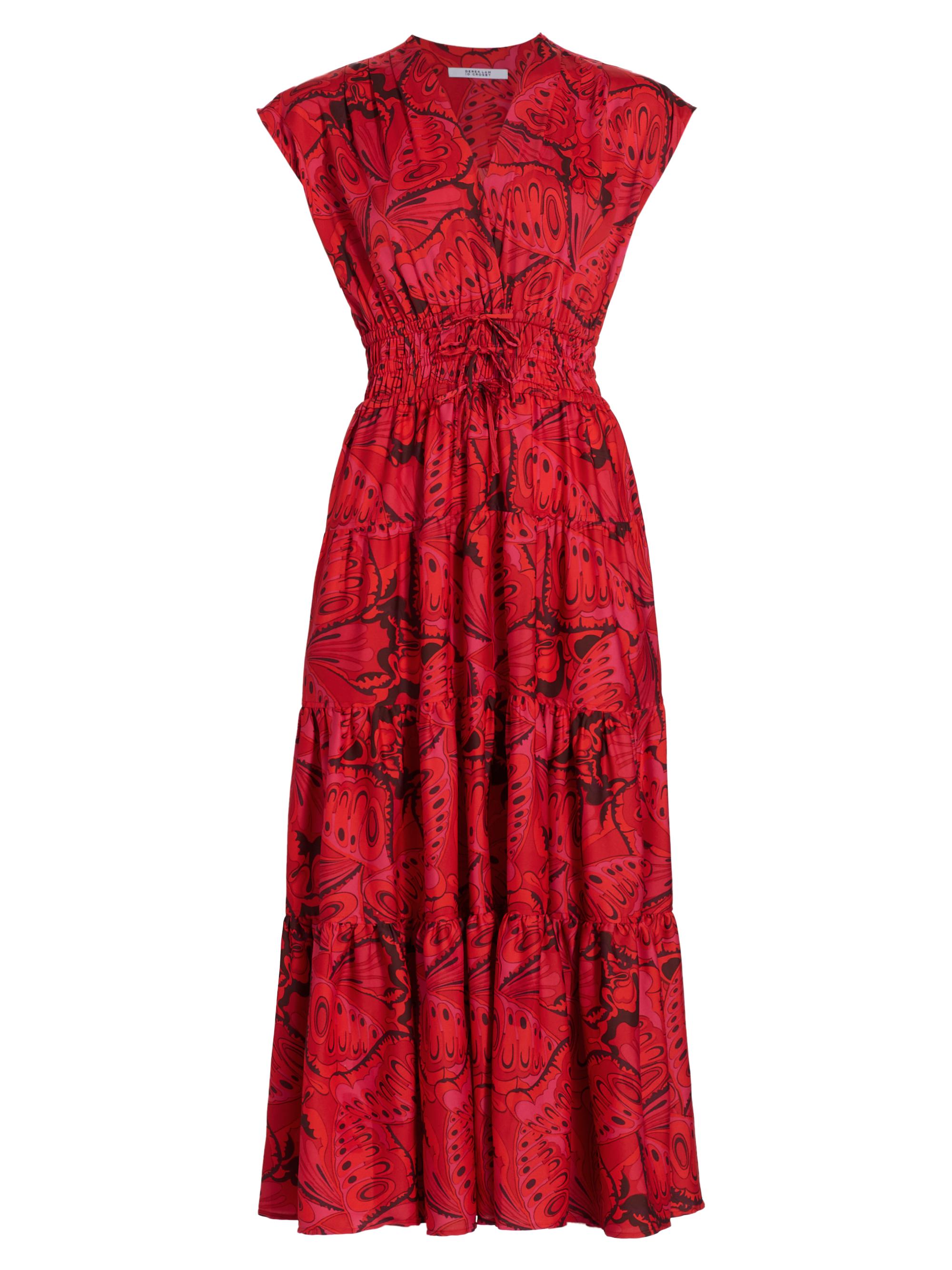 Derek Lam 10 Crosby Women's Fatima A-Line Midi-Dress - Red Multi