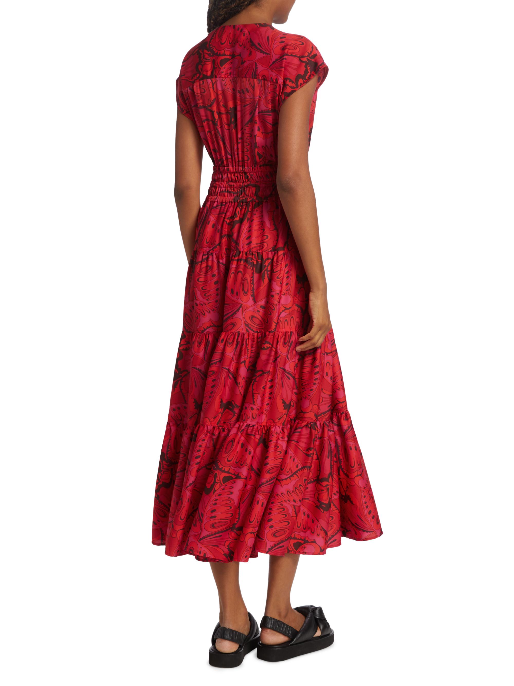 Derek Lam 10 Crosby Women's Fatima A-Line Midi-Dress - Red Multi | Thumbnail 5