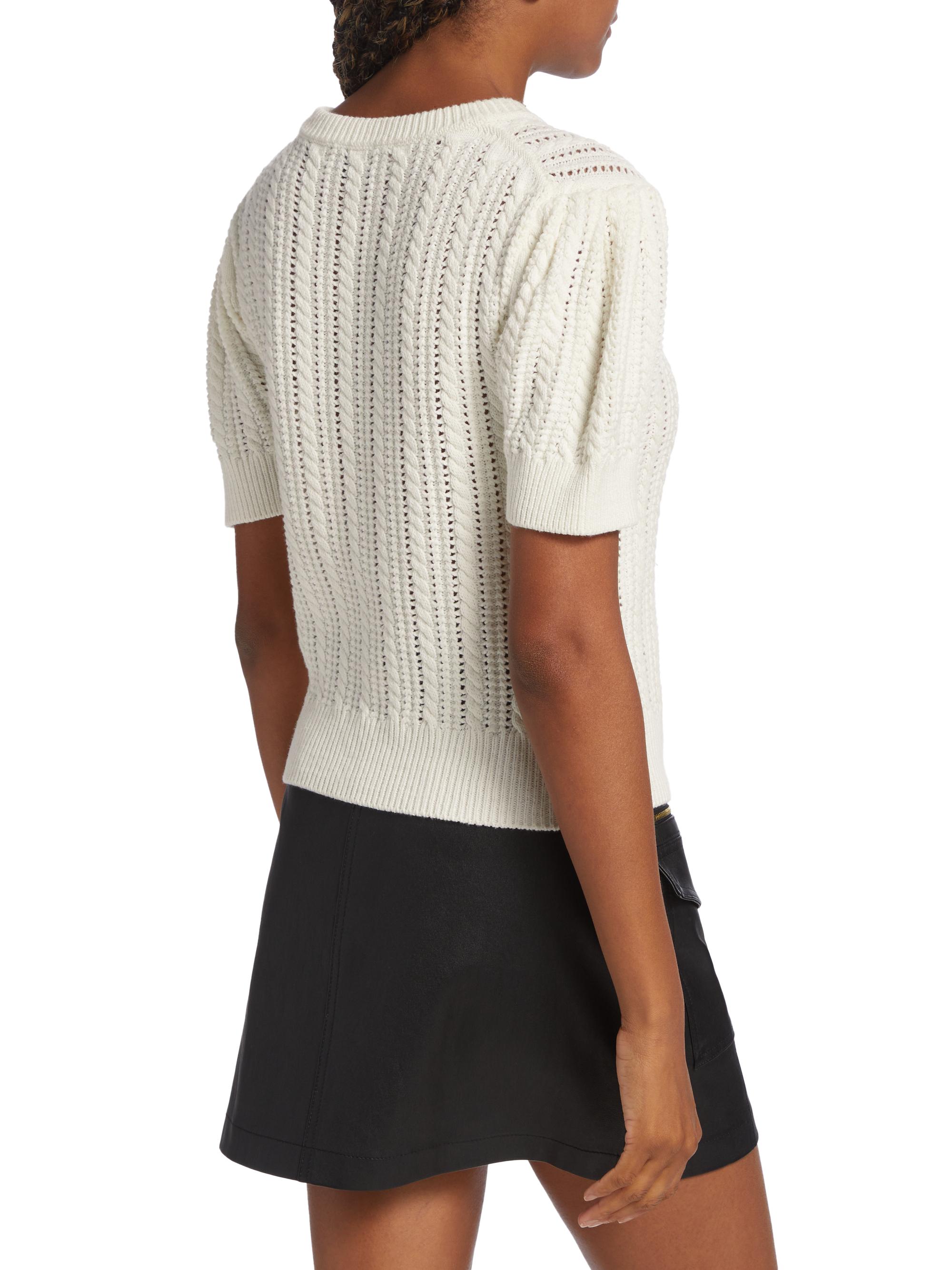 Derek Lam 10 Crosby Women's Shea Mixed-Stitch Puff-Sleeve Sweater - | Thumbnail 5