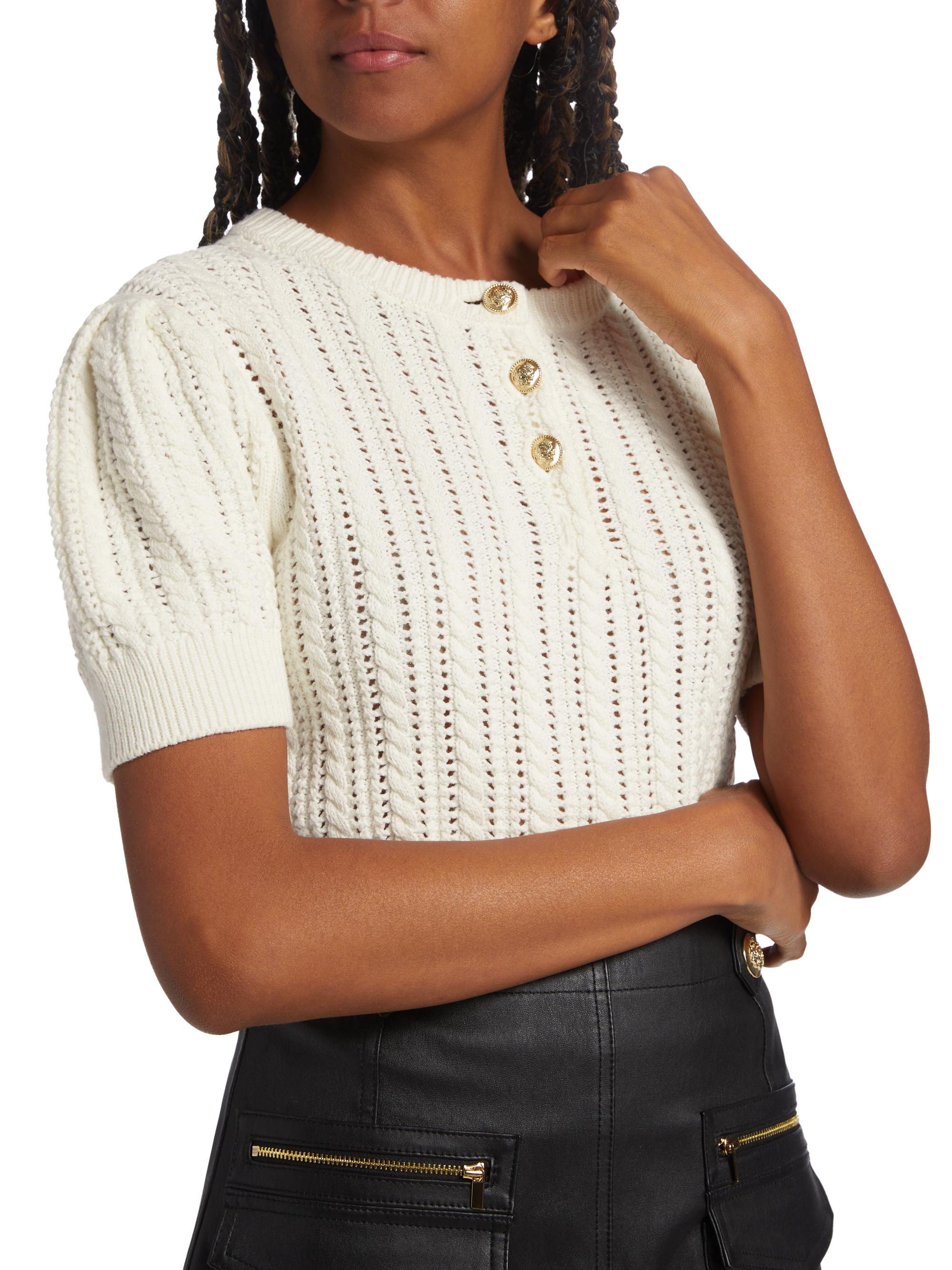 Derek Lam 10 Crosby Women's Shea Mixed-Stitch Puff-Sleeve Sweater - | Thumbnail 6
