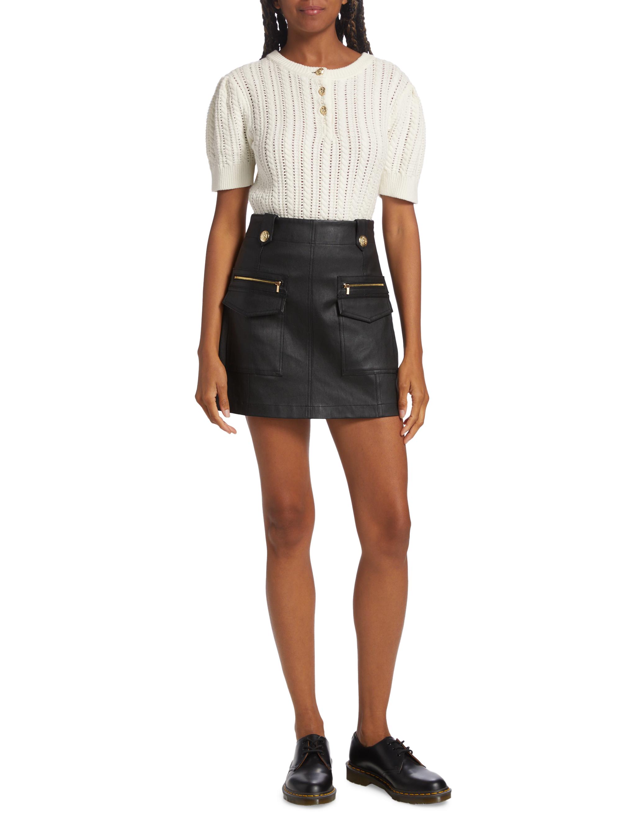 Derek Lam 10 Crosby Women's Shea Mixed-Stitch Puff-Sleeve Sweater - | Thumbnail 2