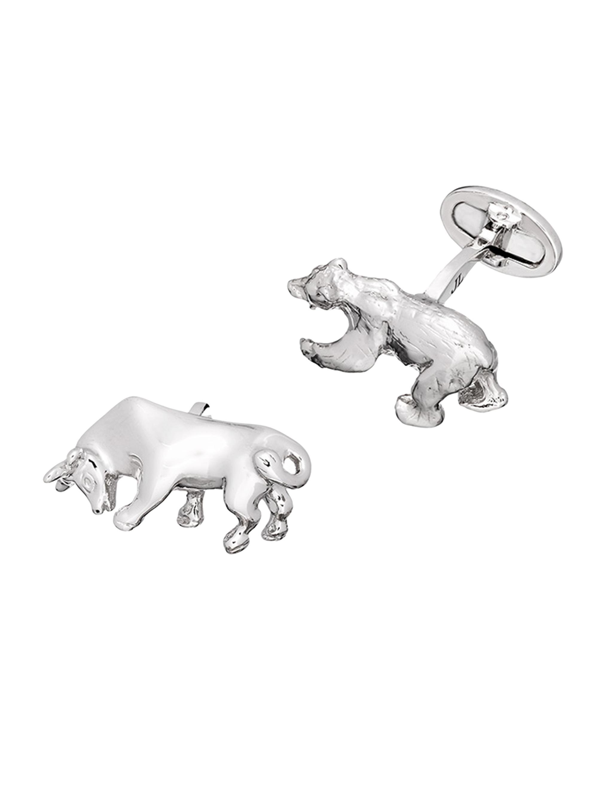 Jan Leslie Men's Sterling Silver Bull & Bear Cufflinks - Silver