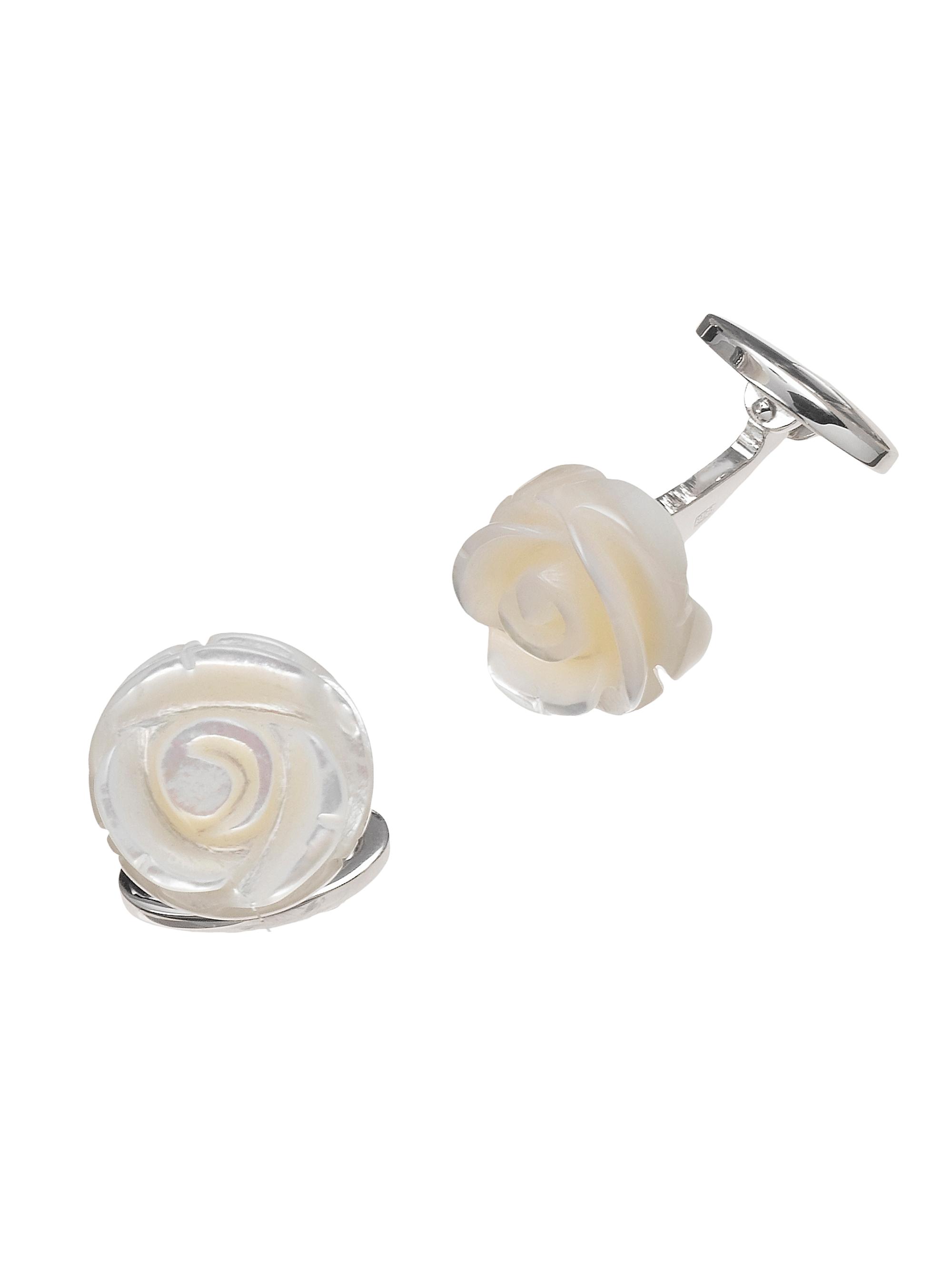 Jan Leslie Men's Sterling Silver & Carved Mother-of-Pearl Rose Cufflinks - White