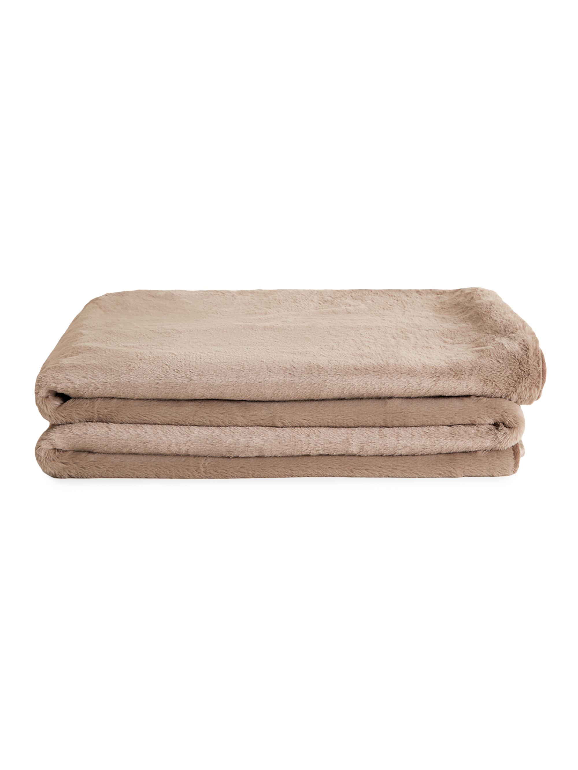 UnHide Lil Marsh Medium Faux Fur Blanket - Mocha
