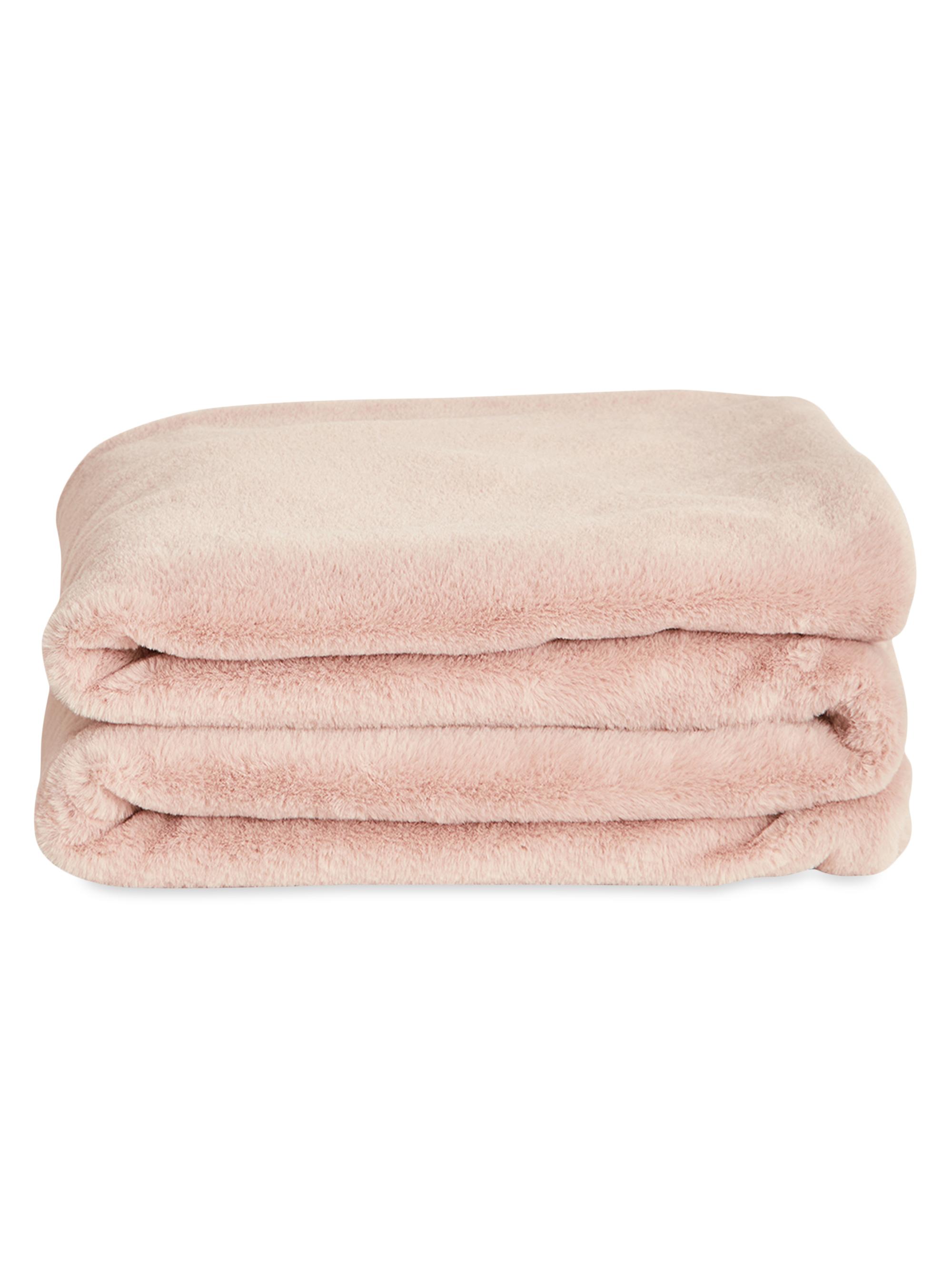 UnHide Lil Marsh Small Faux Fur Blanket - Rosy