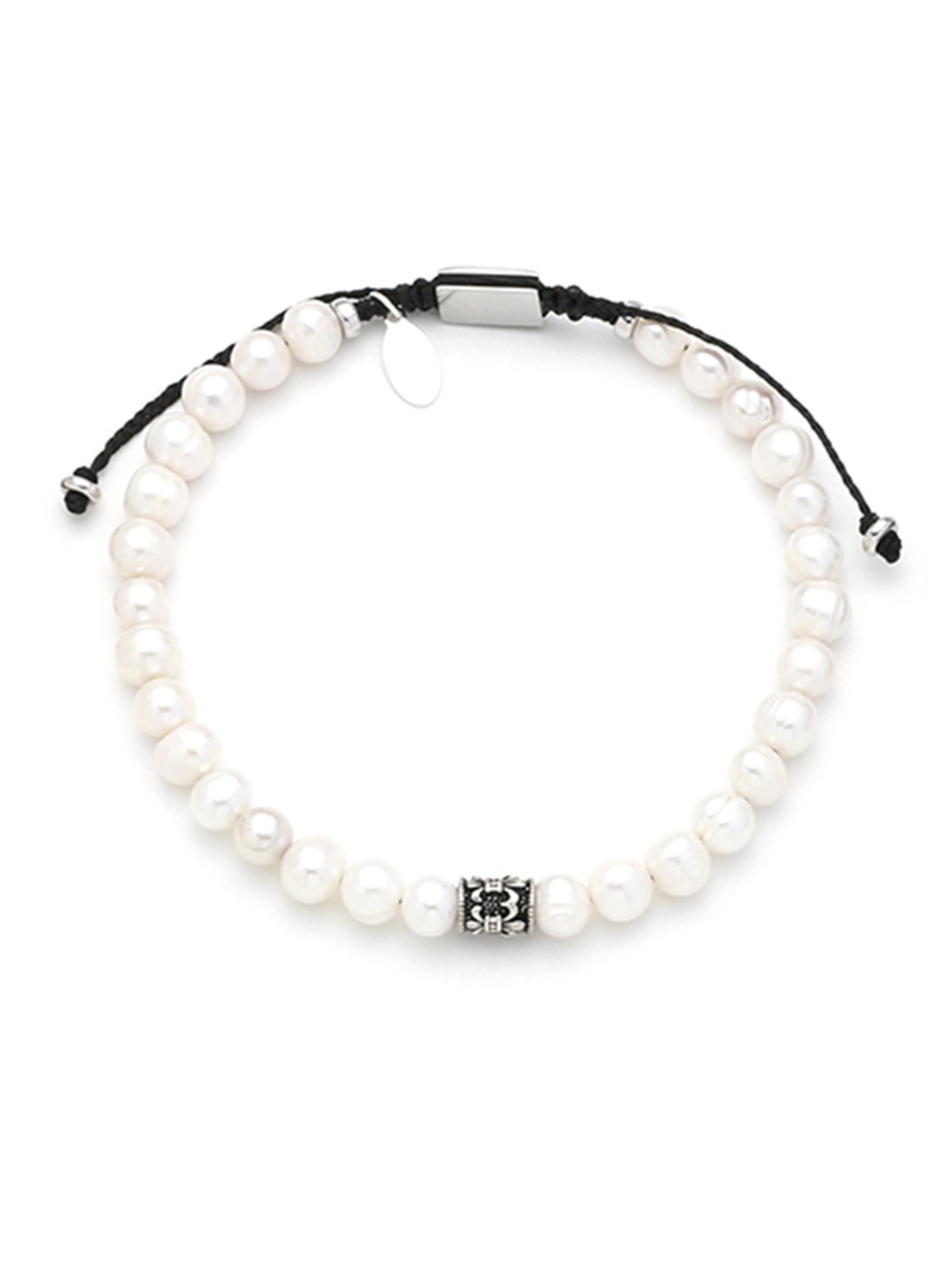 Jan Leslie Men's Beaded Pearl Bracelet - White