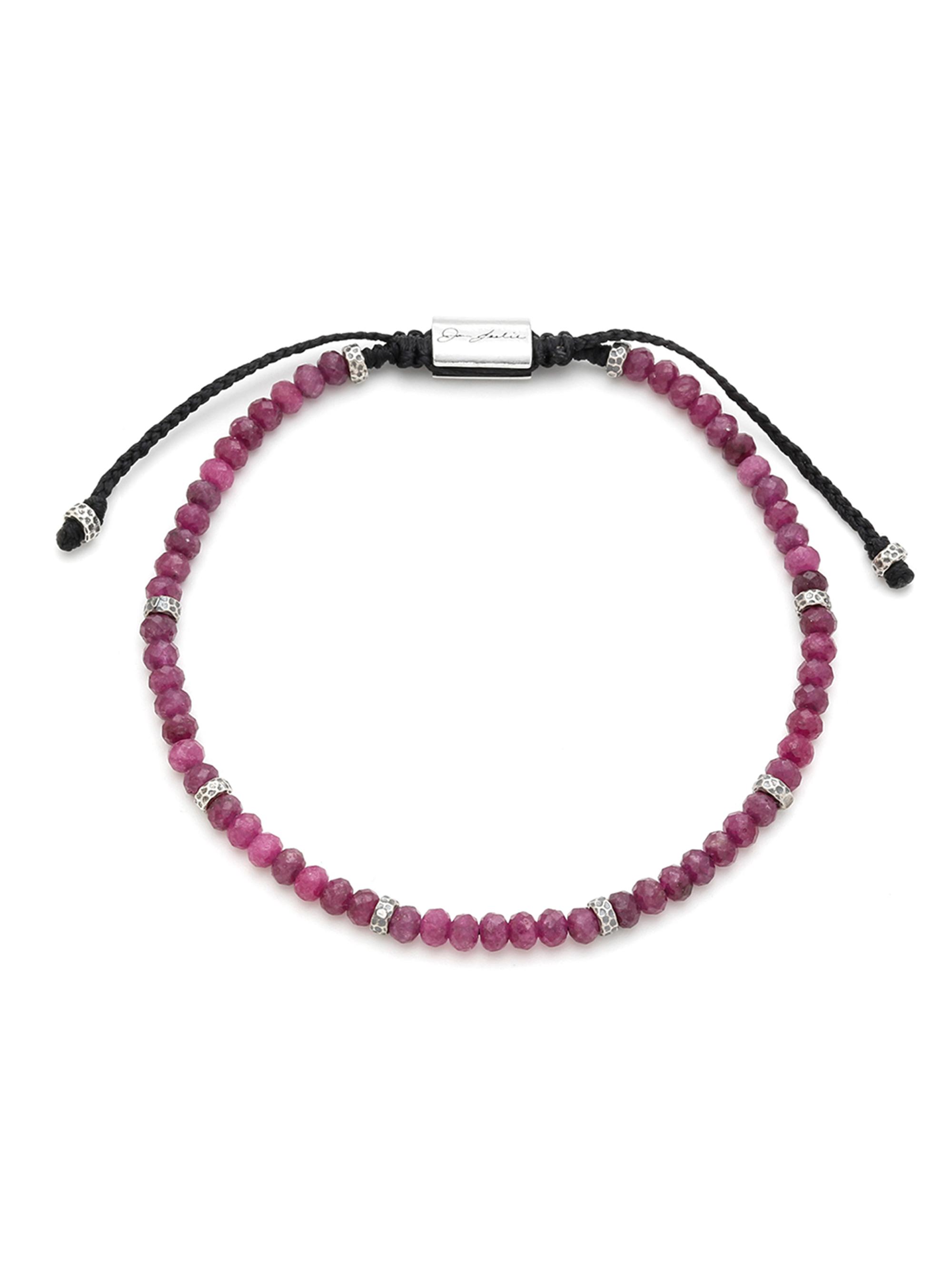 Jan Leslie Men's Gemstone Beaded Bracelet - Red Ruby