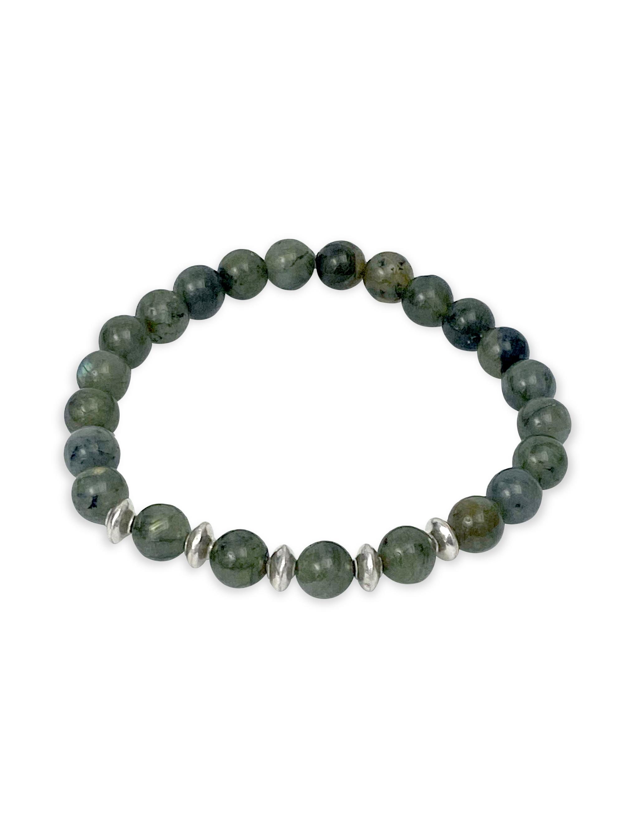 Jan Leslie Men's Labradorite Bead Bracelet - Grey