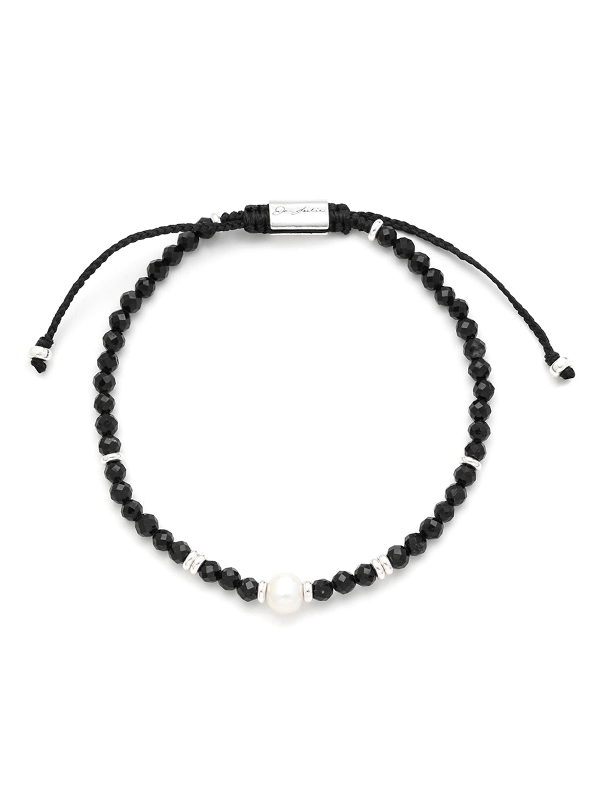 Jan Leslie Men's Pearl Gemstone Beaded Bracelet - Black