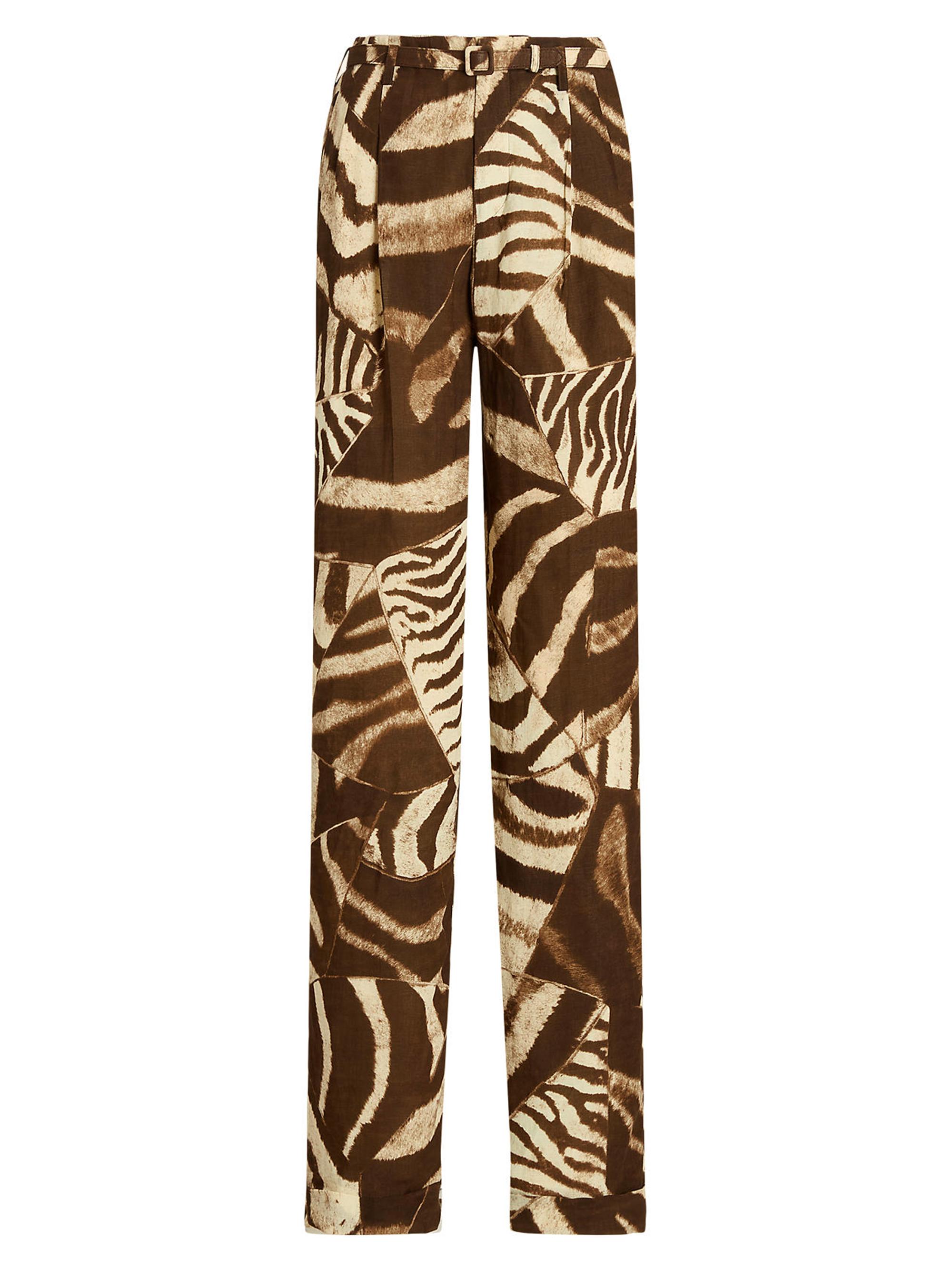 Ralph Lauren Collection Women's Stamford Patchwork Animal-Print Pants - Brown Cream Multi