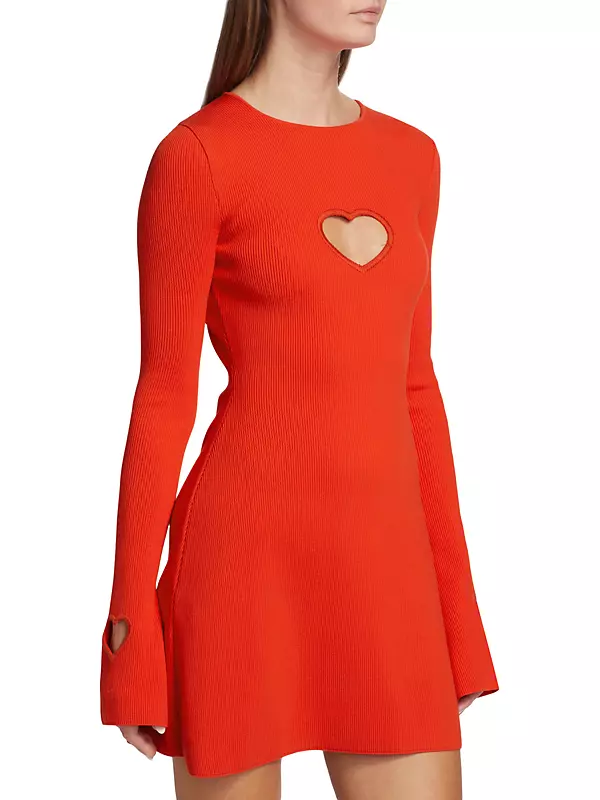 Aimee Heart Cut-Out Rib-Knit Minidress