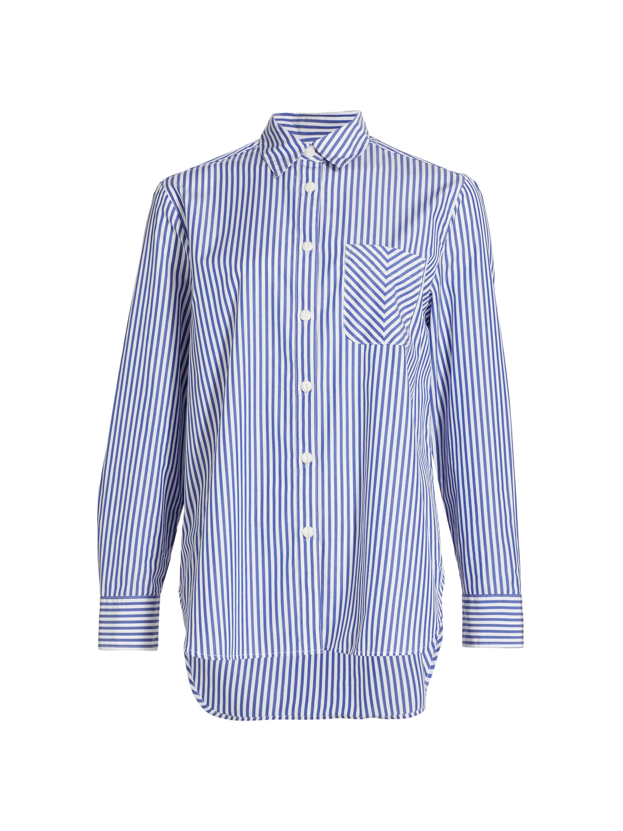 rag & bone Women's Maxine Cotton Poplin Striped Shirt - Blue Stripe