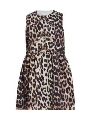 Shop Ganni Leopard-Print Sleeveless Minidress | Saks Fifth Avenue