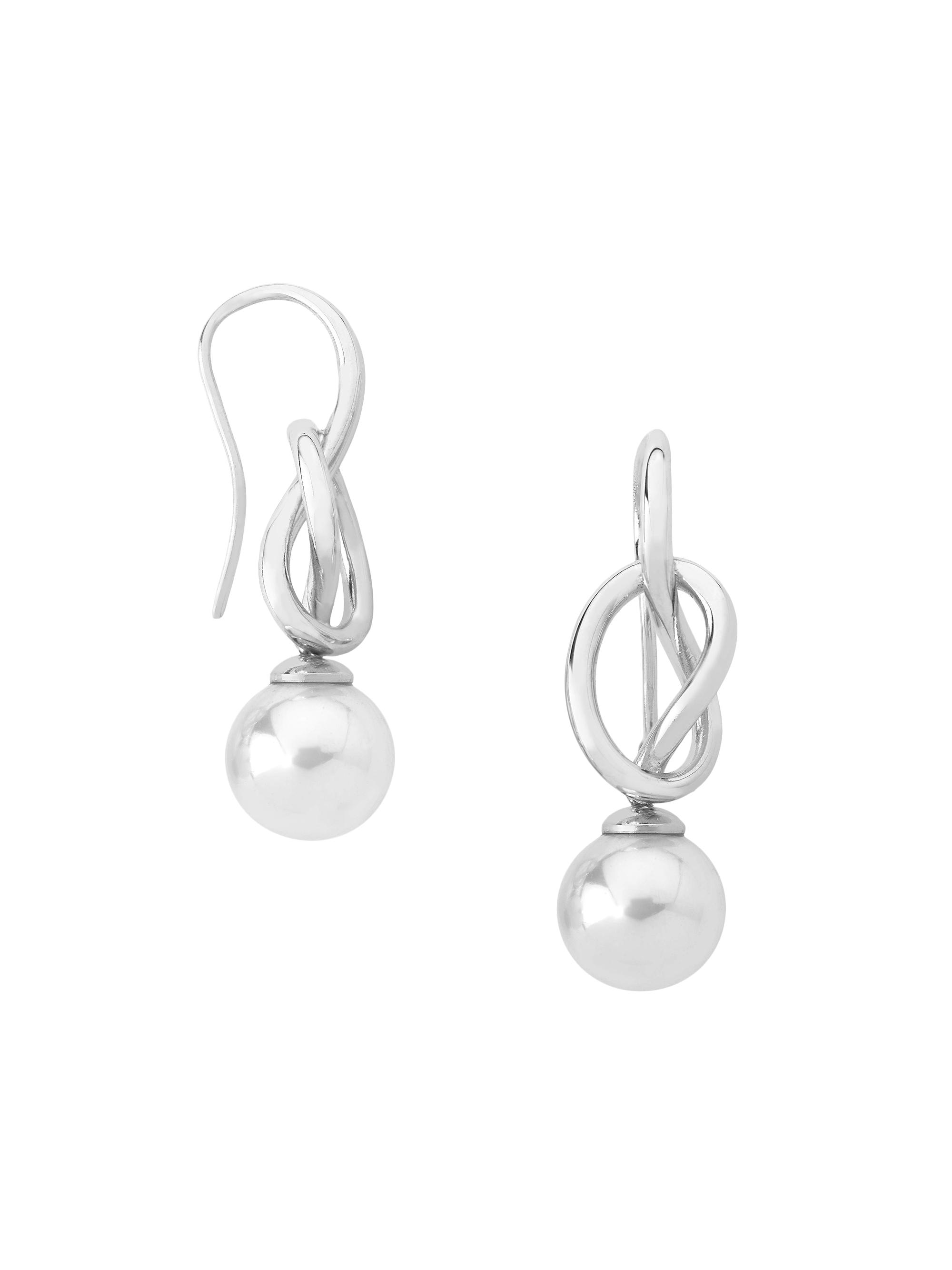 Majorica Women's Nudo Rhodium-Plated Silver & Faux White Pearl Earrings - Pearl
