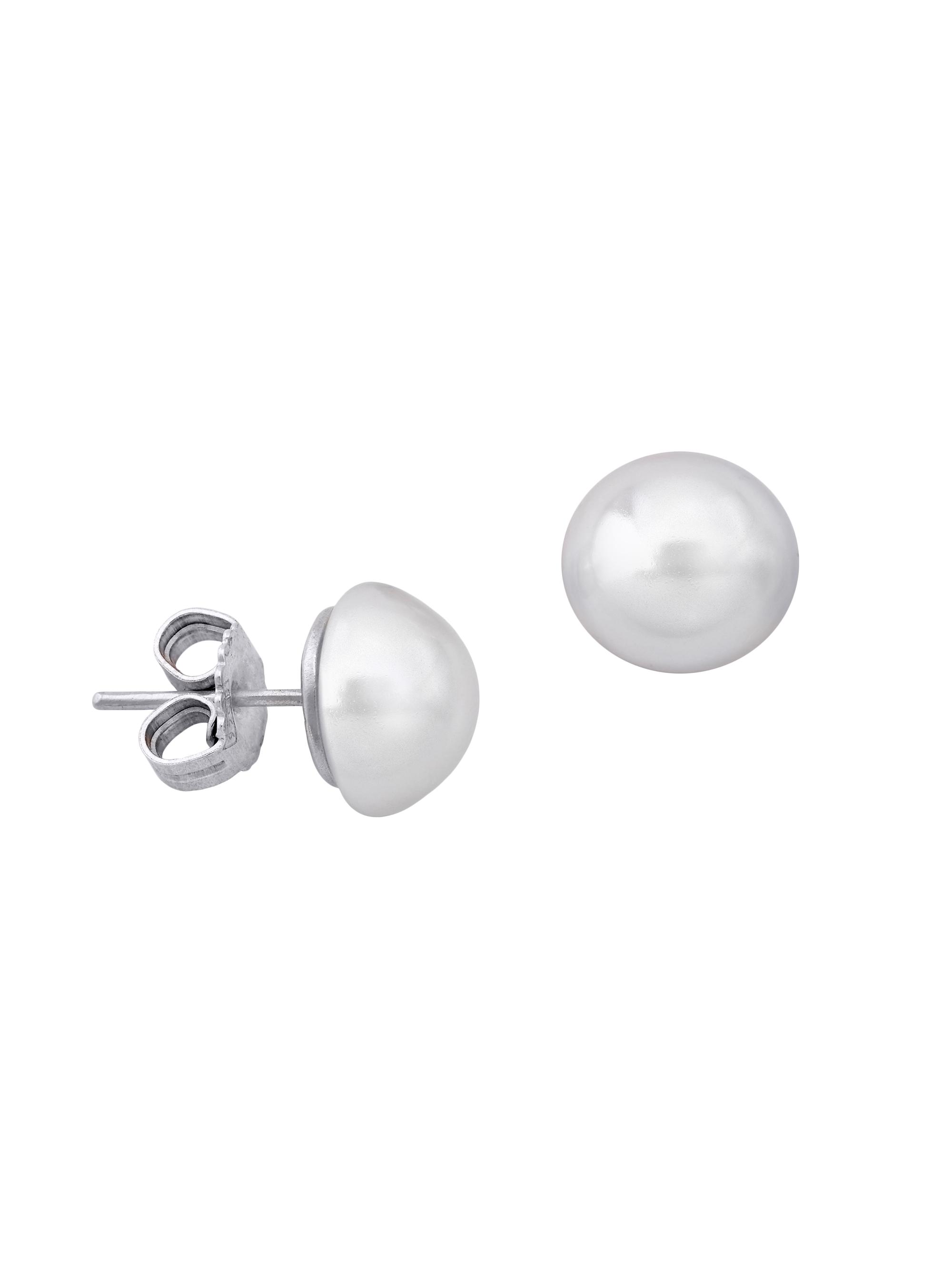 Majorica Women's Mabe Rhodium-Plate & Faux Pearl Dome Earrings - Pearl