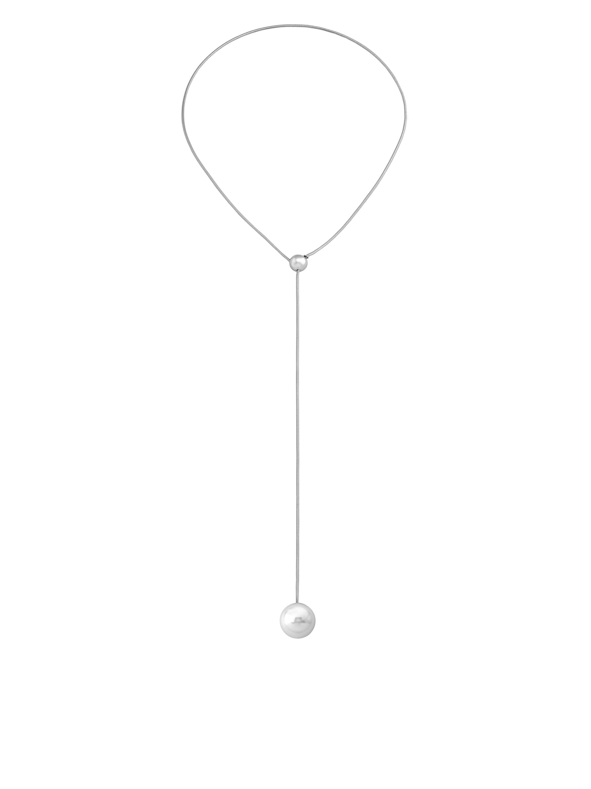 Majorica Women's Aura Endless Steel & 16MM Faux White Pearl Lariat Necklace - Pearl