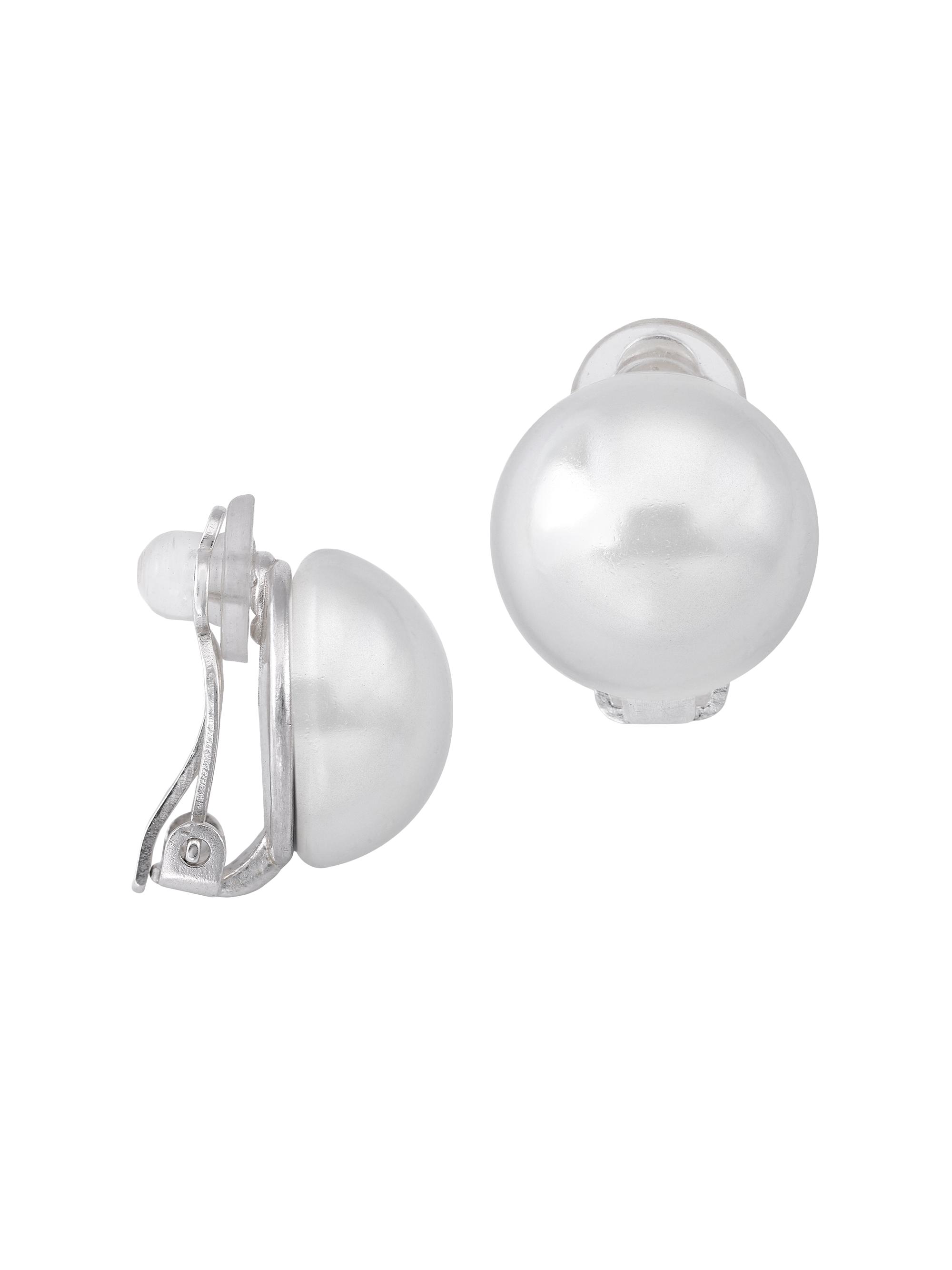 Majorica Women's Mabe Rhodium-Plate & Faux Pearl  Dome Clip-On Earrings - Pearl