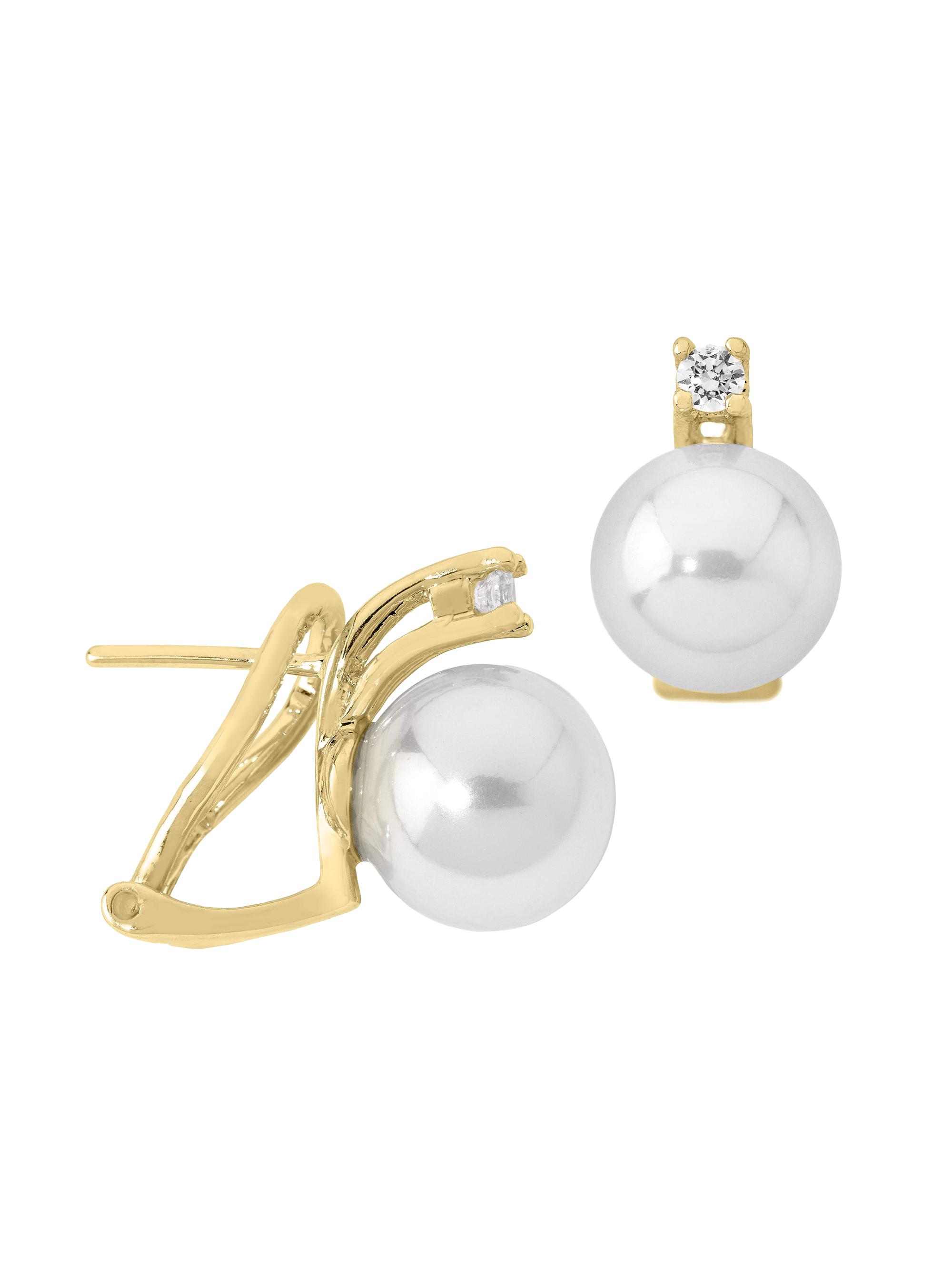 Majorica Women's Selene Gold-Plated, Cubic Zirconia & Faux White Pearl Earrings - Pearl