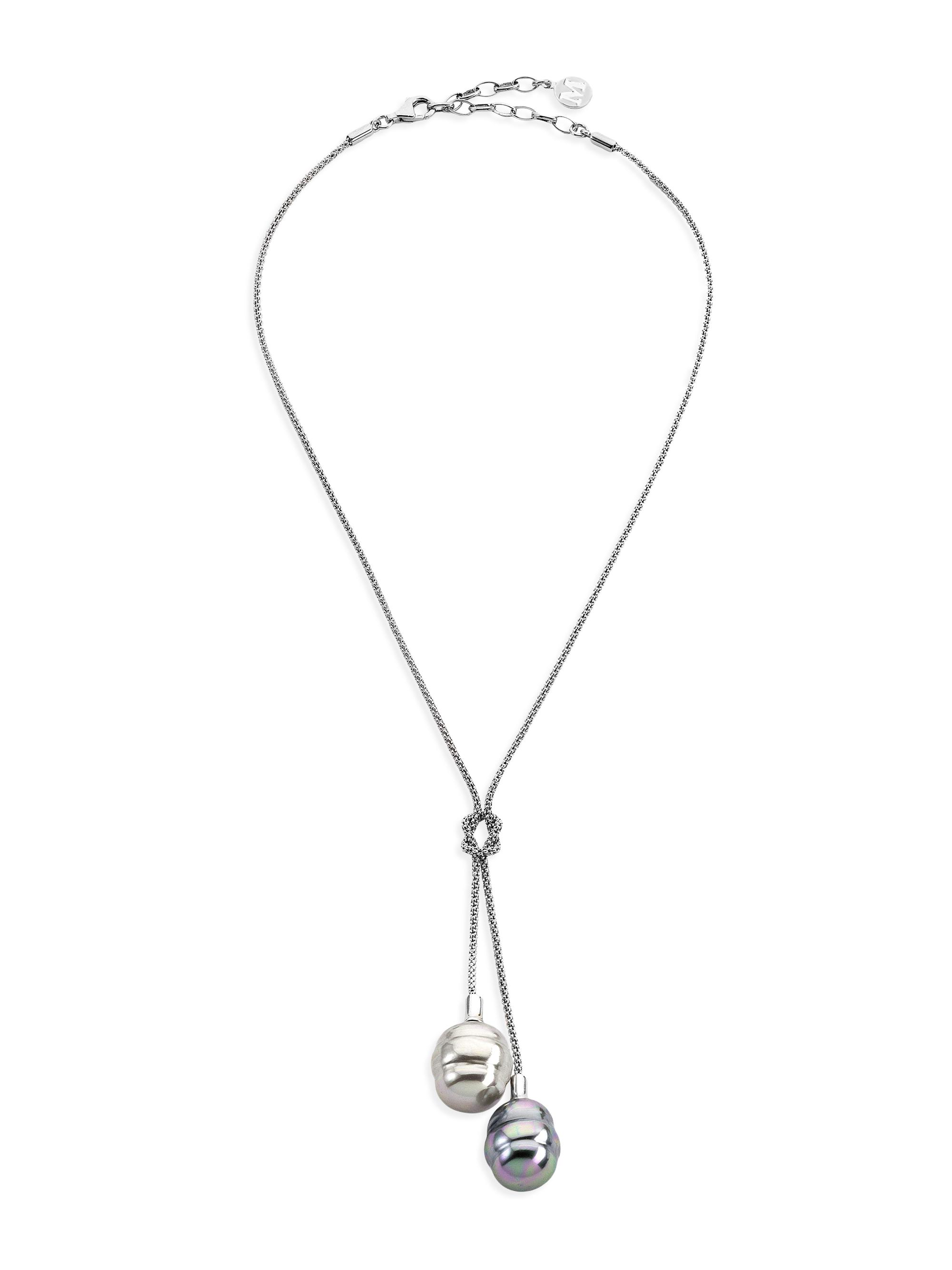 Majorica Women's Tender Rhodium-Plated & Lab-Grown Baroque Pearls Knot Necklace - Pearl