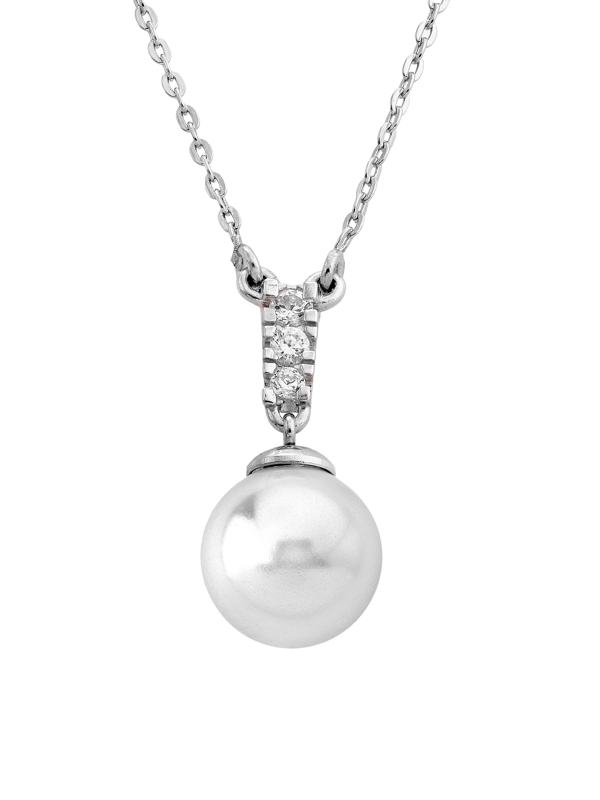 Majorica Women's Lilit Rhodium-Plate, Crystal & Faux Pearl Pendant Necklace - Pearl