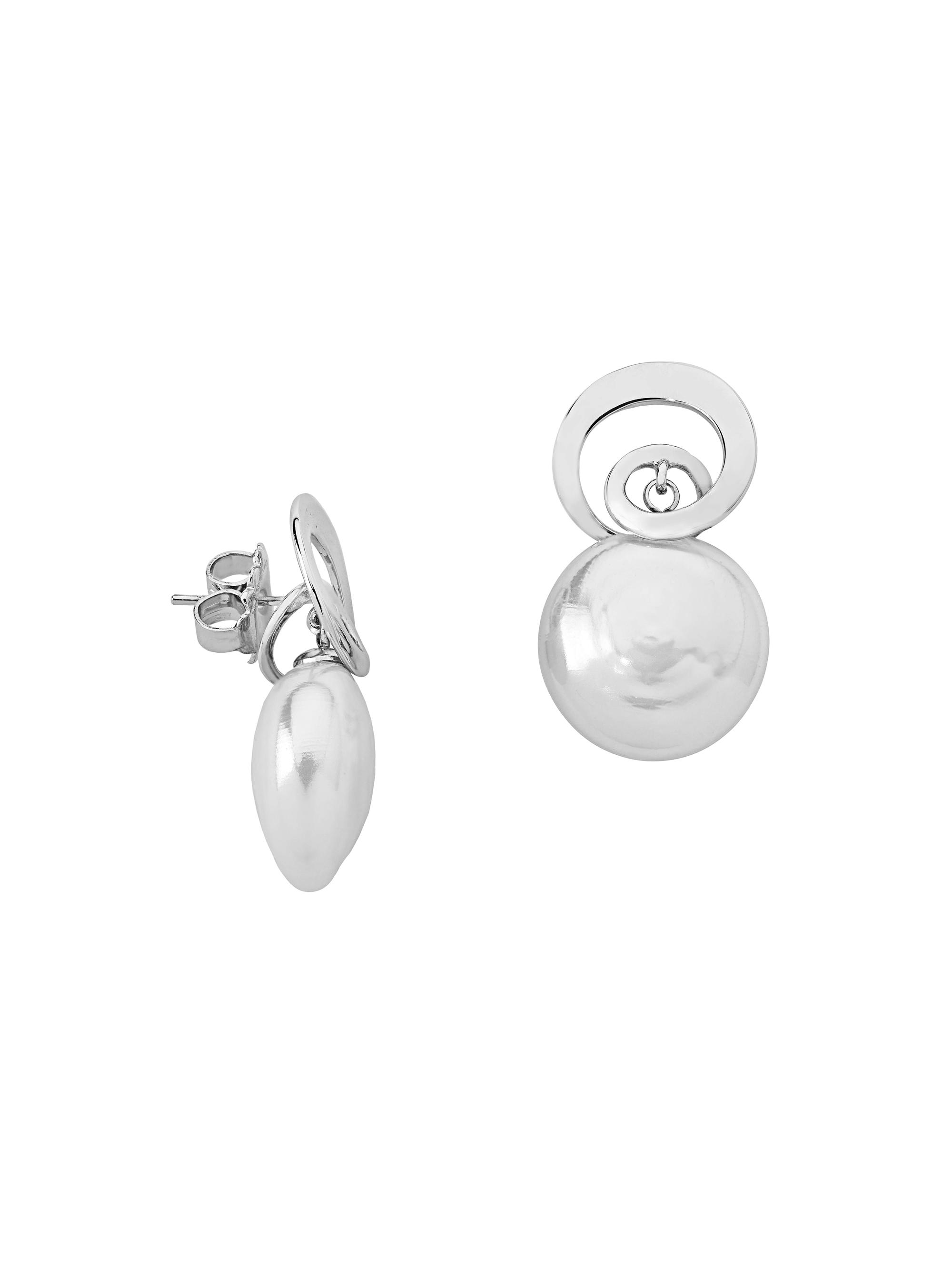 Majorica Women's Espiral Rhodium-Plate Spiral Drop Earrings - Pearl