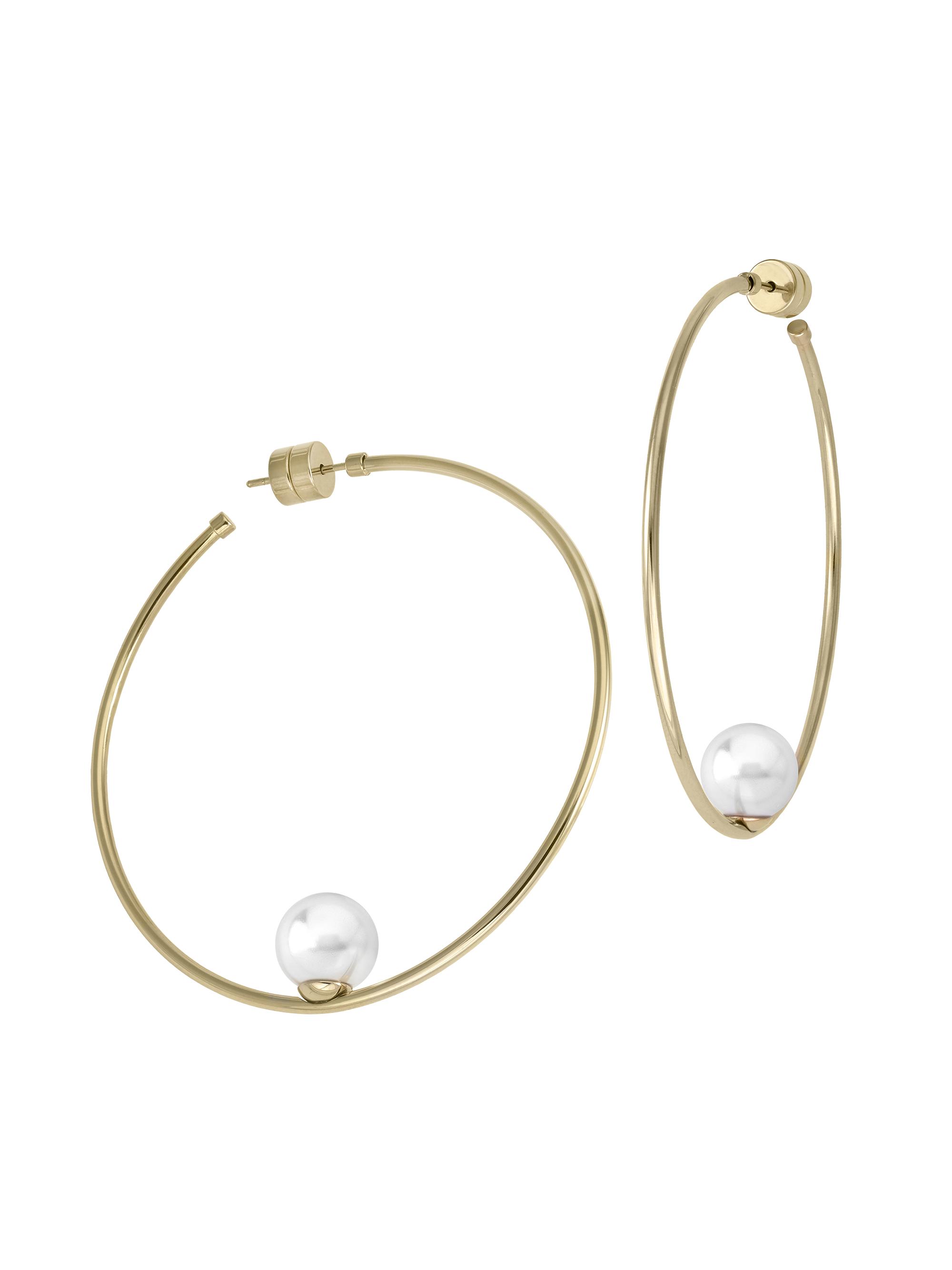 Majorica Women's Marianela 18K Gold-Plated Steel & Faux White Pearl Hoop Earrings - Pearl