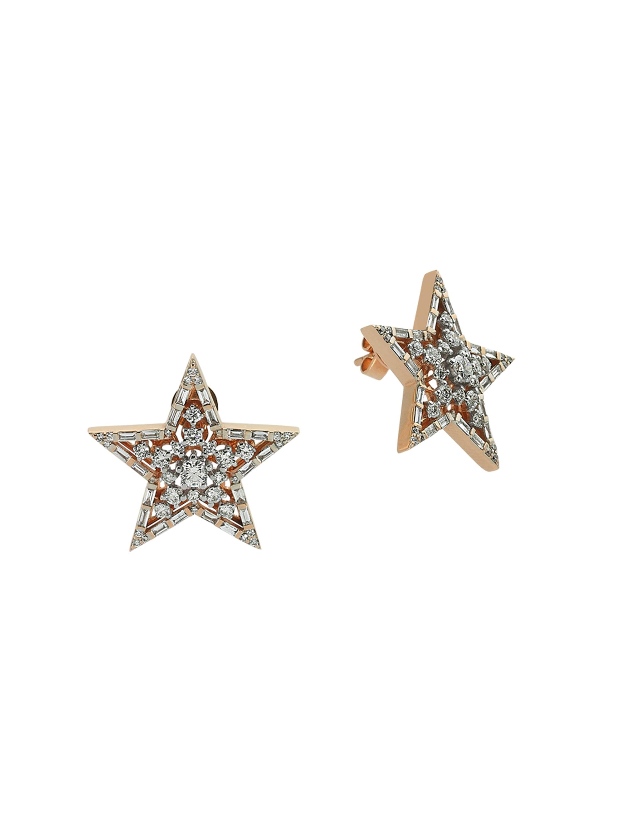 Bee Goddess Women's Star Light Sirius 18K Rose Gold & Diamond Earrings - Rose Gold