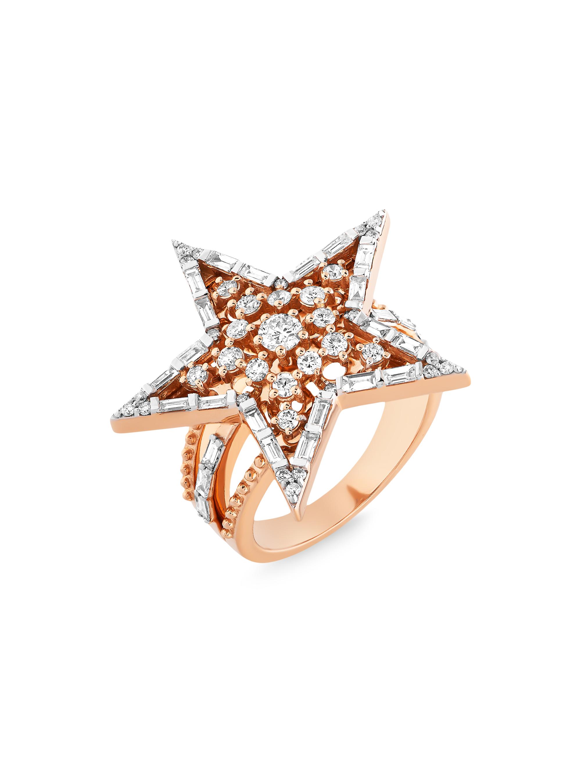 Bee Goddess Women's Star Light Sirius 18K Rose Gold & Diamond Ring - Rose Gold