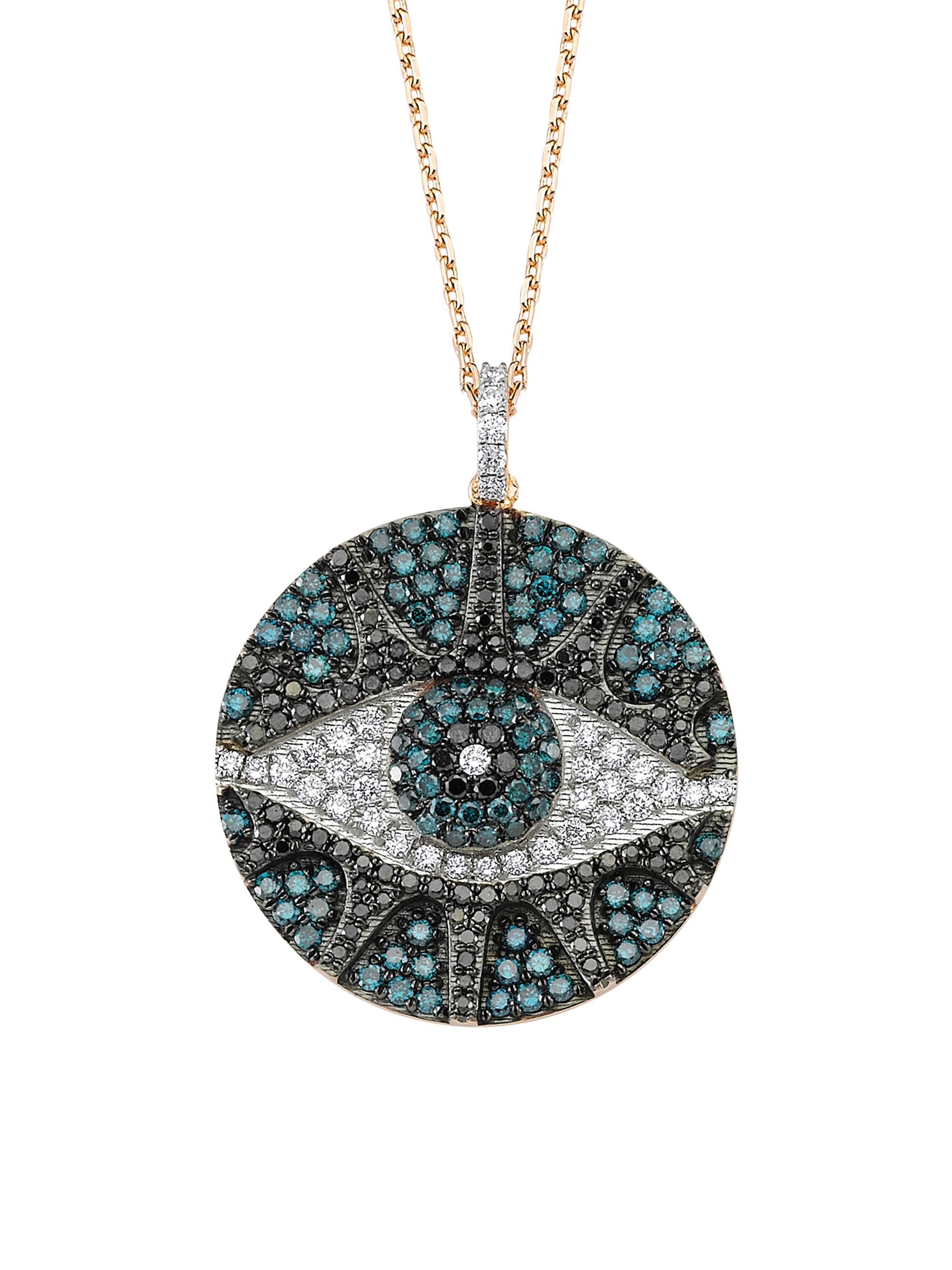 Bee Goddess Women's Eye Light 14K Rose Gold & Multicolor Diamond Necklace - Rose Gold