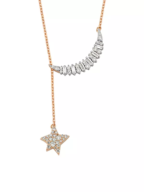 Diamond Star Necklace in 14k Rose Gold