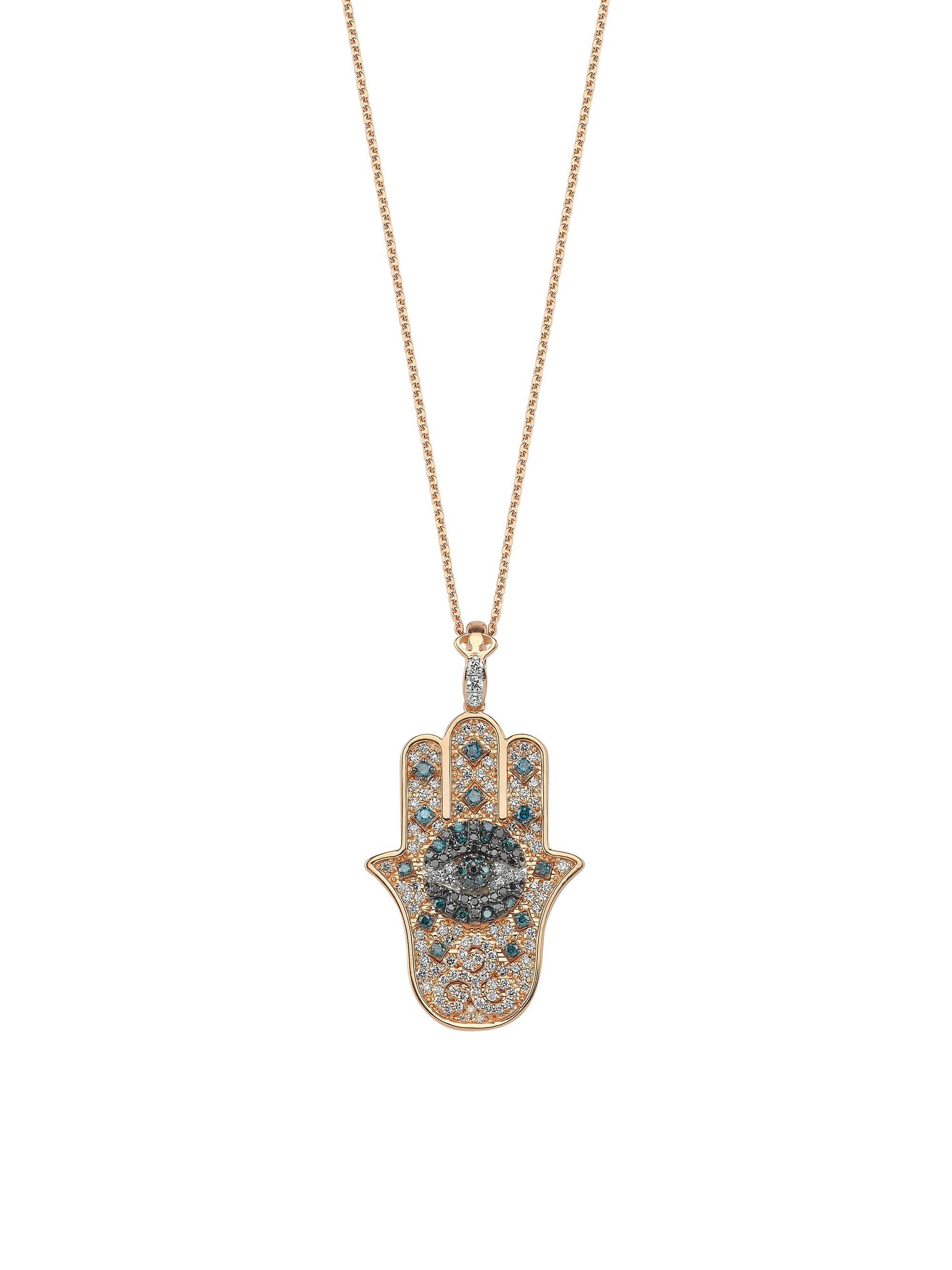 Bee Goddess Women's Hamsa 14K Rose Gold & 0.82 TCW Diamond Pendant Necklace - Rose Gold