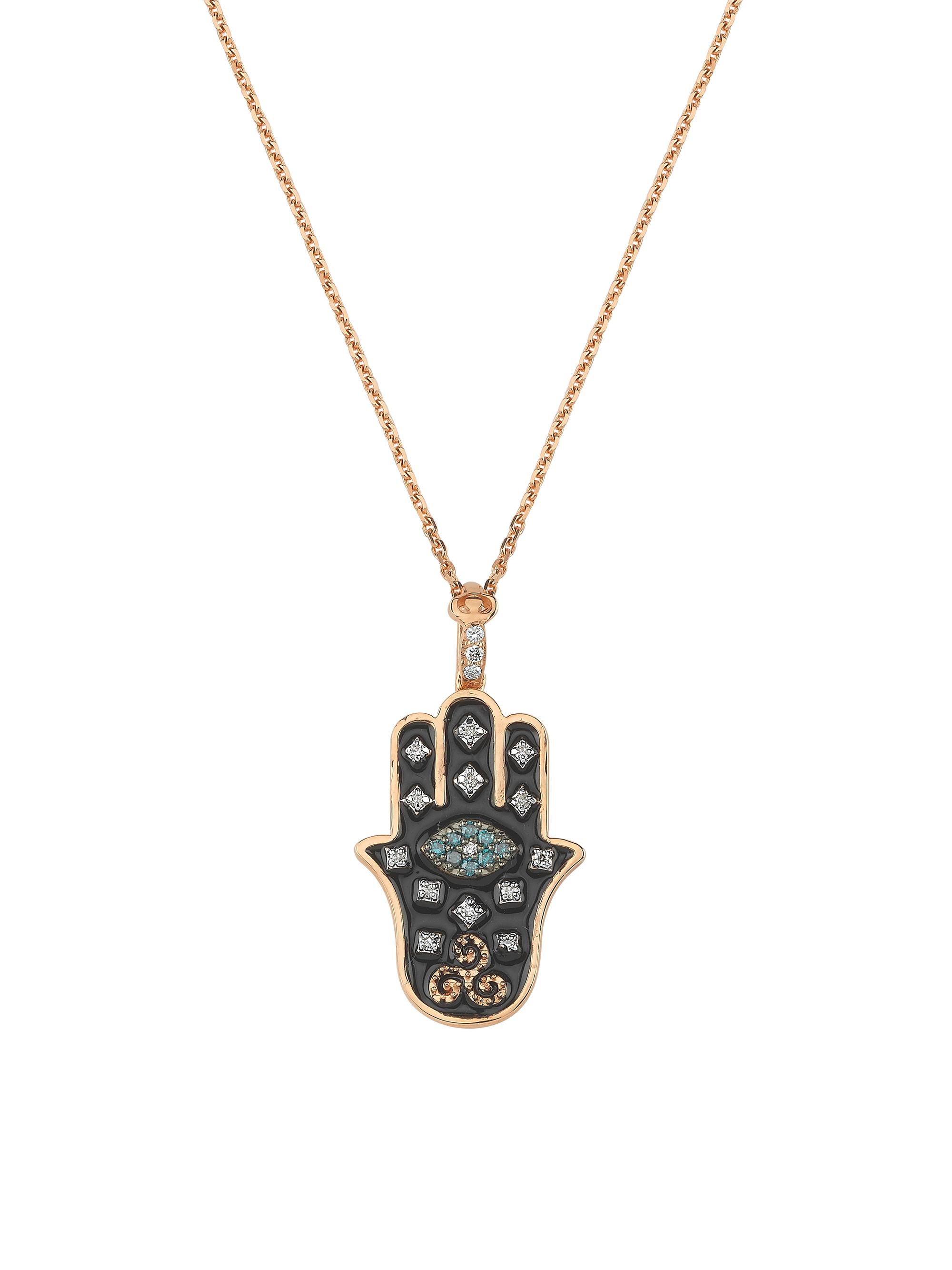 Bee Goddess Women's Hamsa 14K Rose Gold & Multicolor Diamond Pendant Necklace - Rose Gold