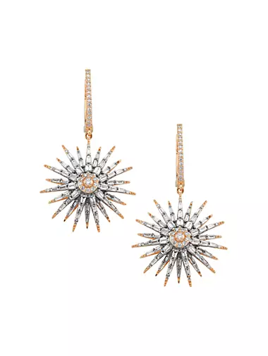 Star Light Jardin 14K Rose Gold & Diamonds Star Small Drop Earrings