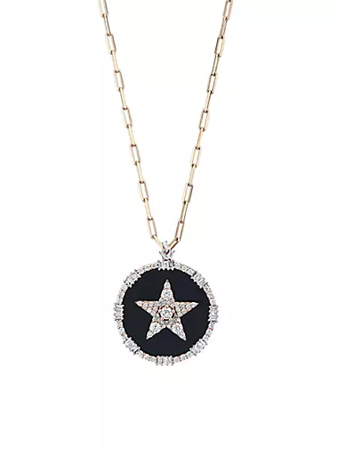 Star Light Sirius 18K Rose Gold, Diamond & Enamel Pendant Necklace
