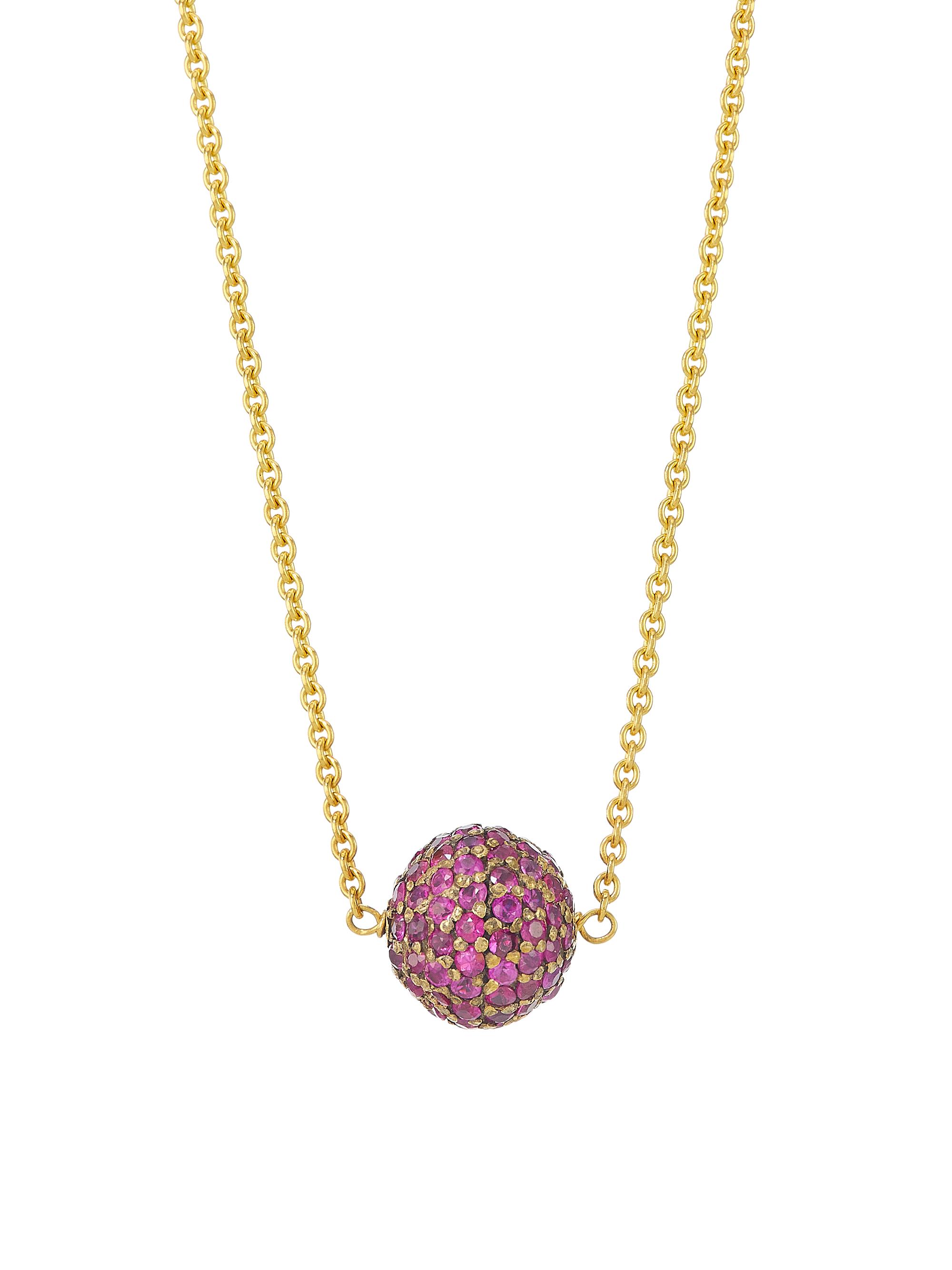 Renee Lewis Women's 18K Yellow Gold & Ruby Spherical Pendant Necklace - Ruby