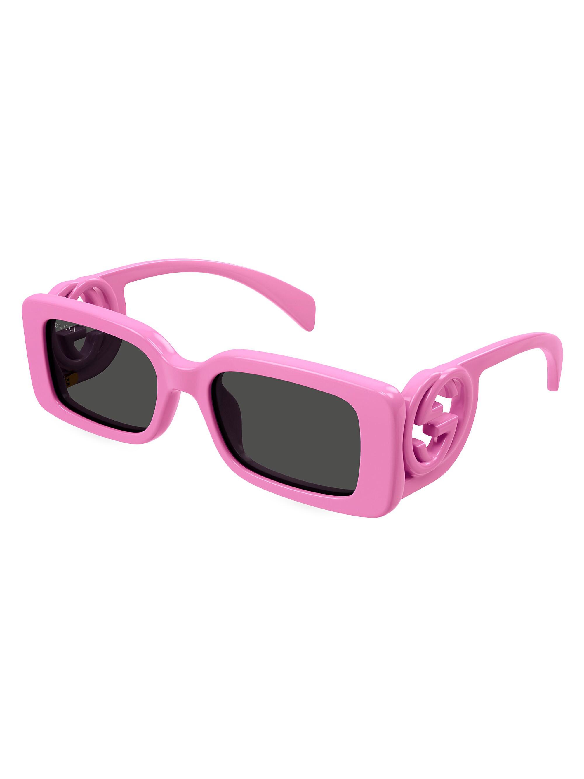 Gucci Women's Chaise Longue 54MM Rectangular Sunglasses - Pink Dark Grey | Thumbnail 6
