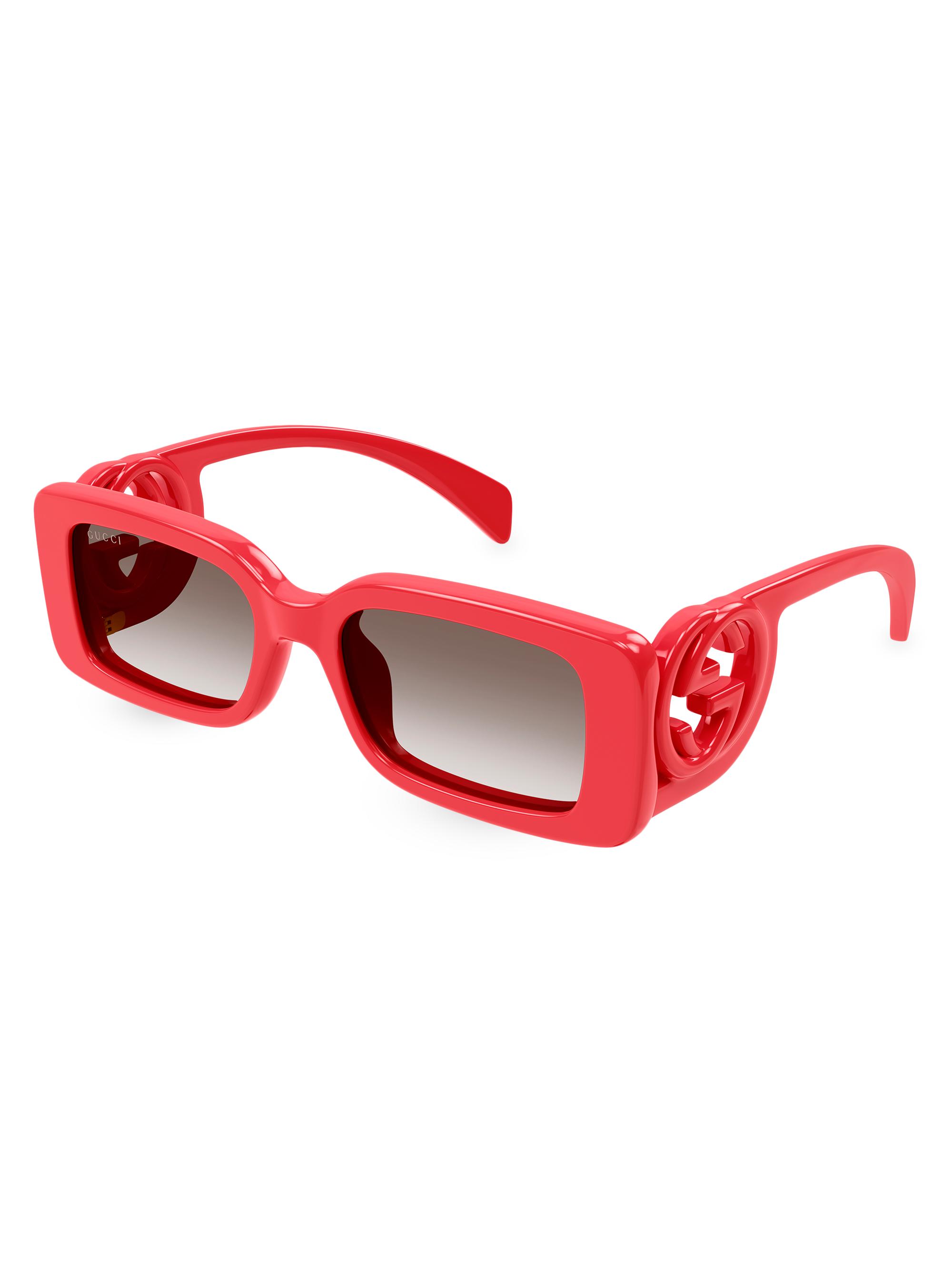 Gucci Women's Chaise Longue 54MM Rectangular Sunglasses - Red | Thumbnail 6