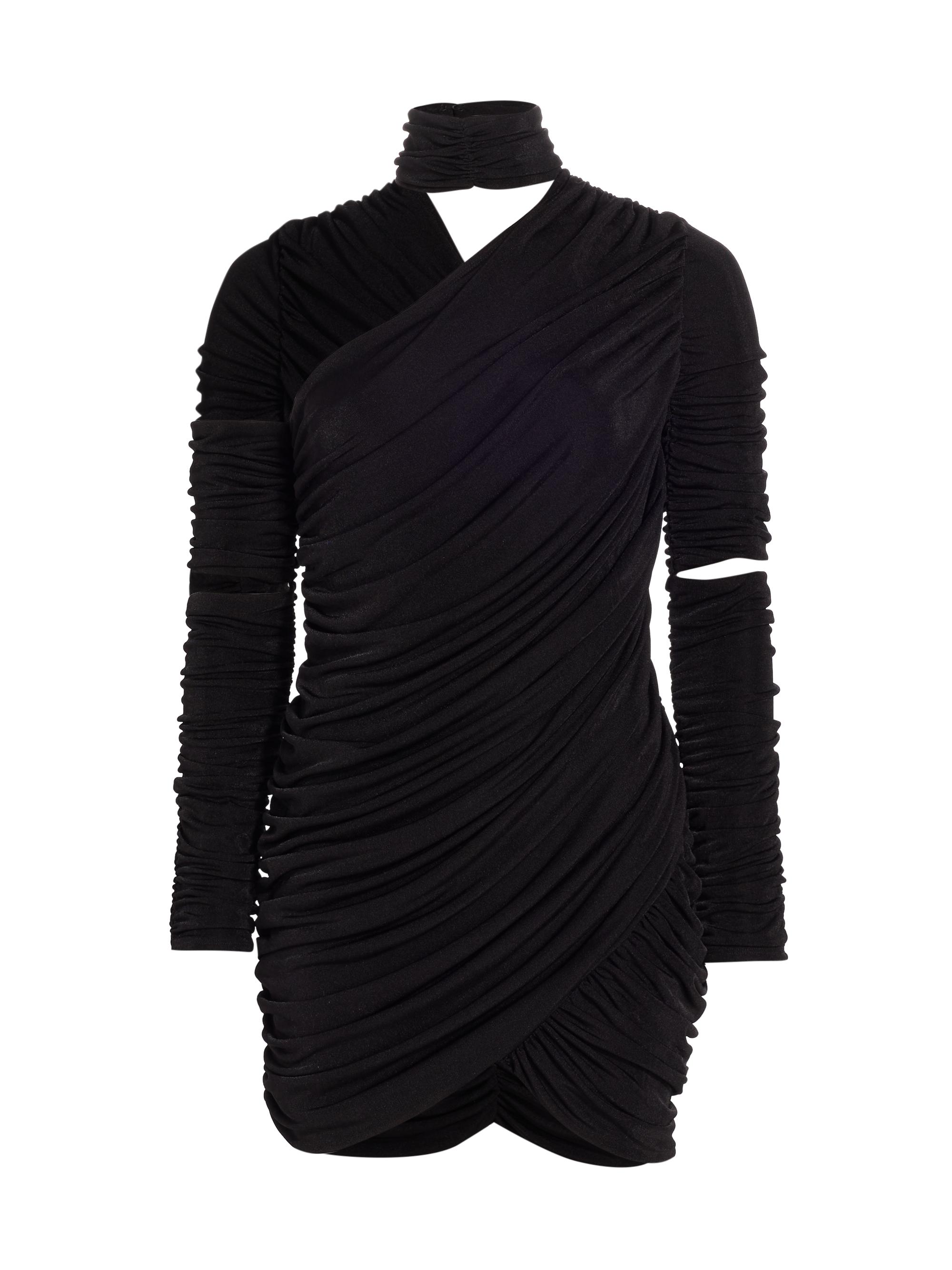 Aliétte Women's Asymmetric Ruched Jersey Minidress - Black