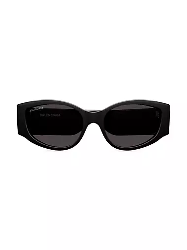 Balenciaga Silver/Black Monogram BB0015S Cat Eye Sunglasses