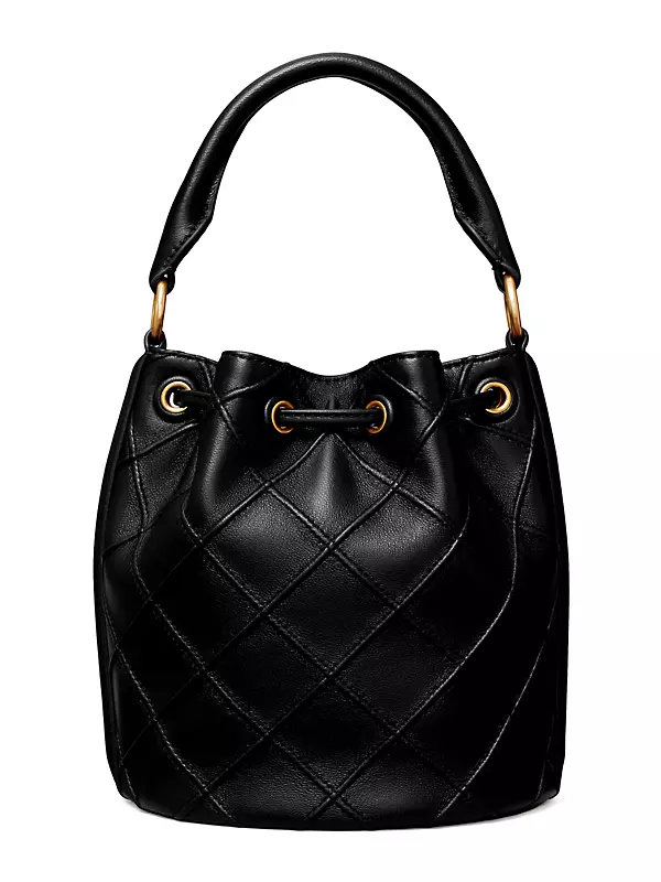 Chanel Drawstring Bucket Bag Mini, Black Denim with Imprints, New