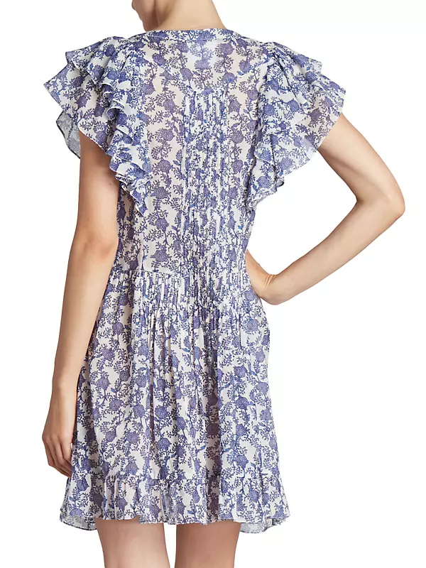Shop Isabel Marant Étoile Godrana Flutter-Sleeve Minidress Shop Isabel Marant Étoile Godrana Flutter-Sleeve Minidress