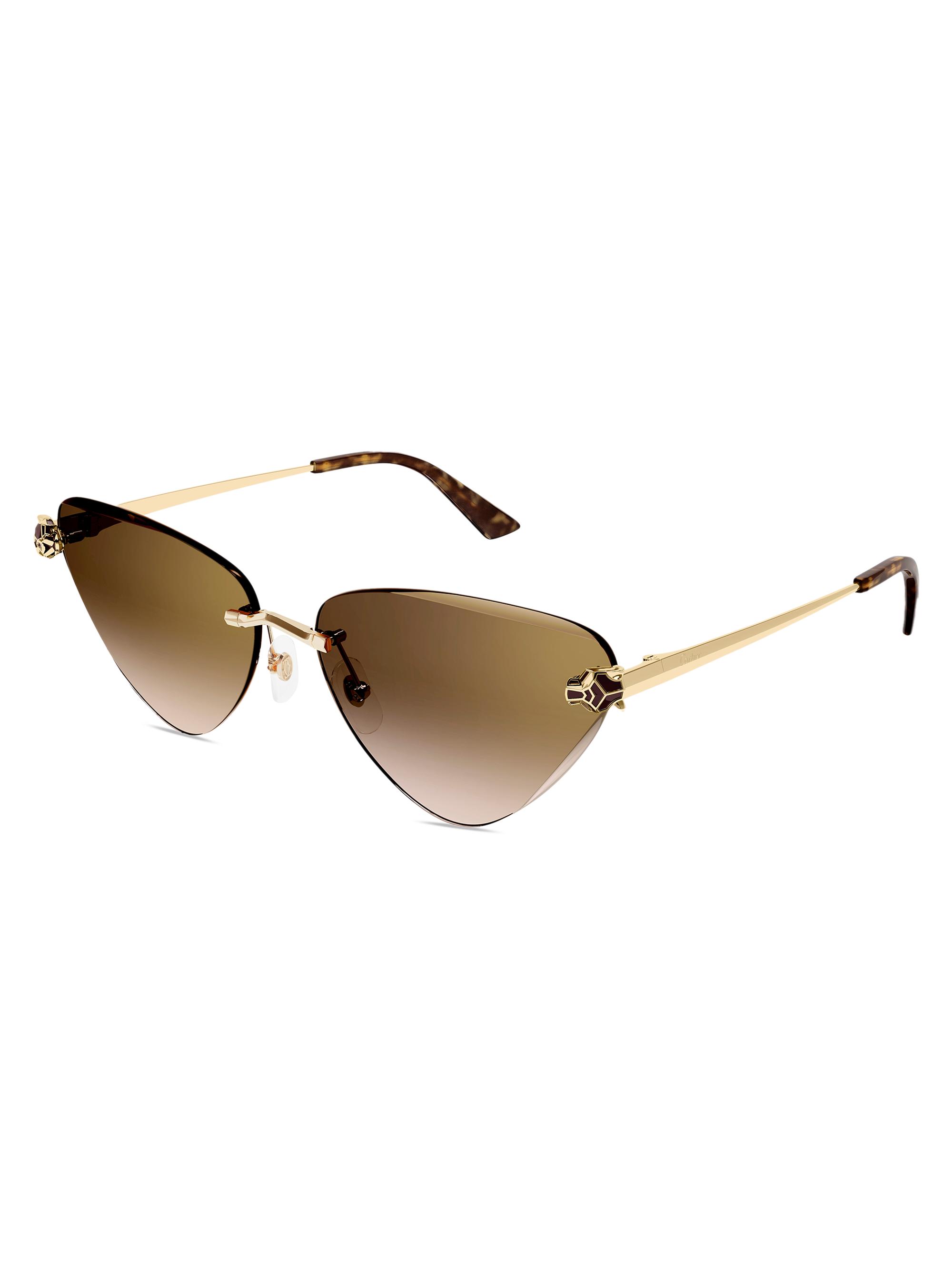 Cartier Women's Panthère Classic 24K Gold-Plated Cat-Eye Sunglasses - Gold Brown