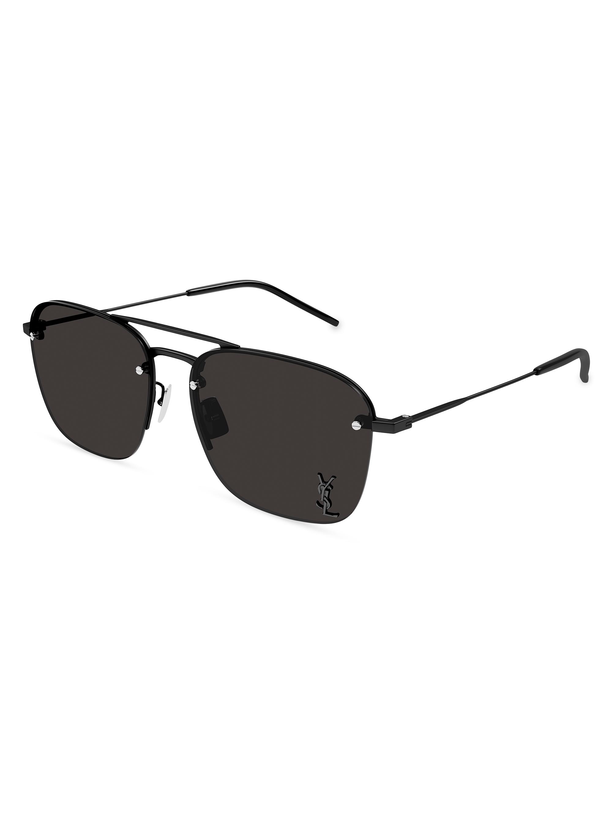 Saint Laurent Monogram Pin Metal 59MM Navigator Sunglasses | Saks