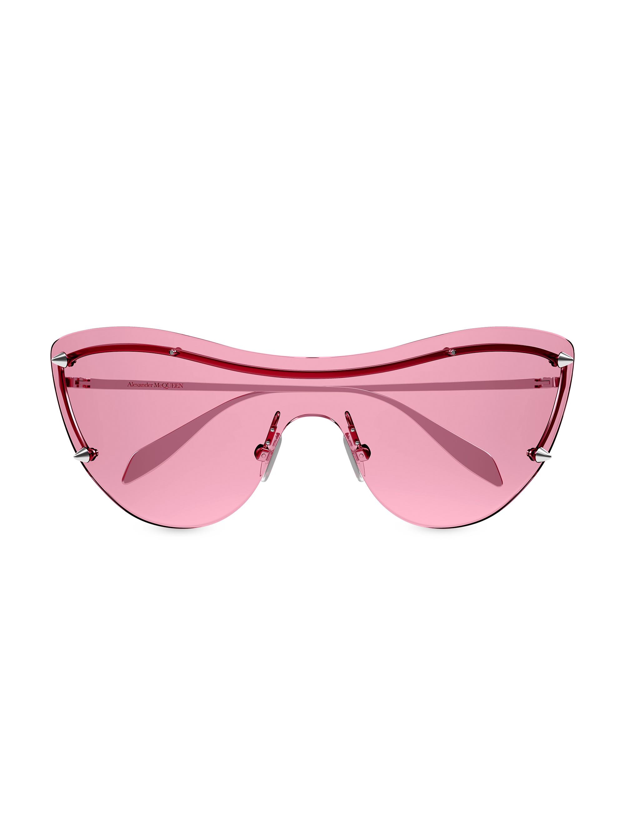 McQueen Women's 99MM Spike Studs Mask Metal Sunglasses - Pink